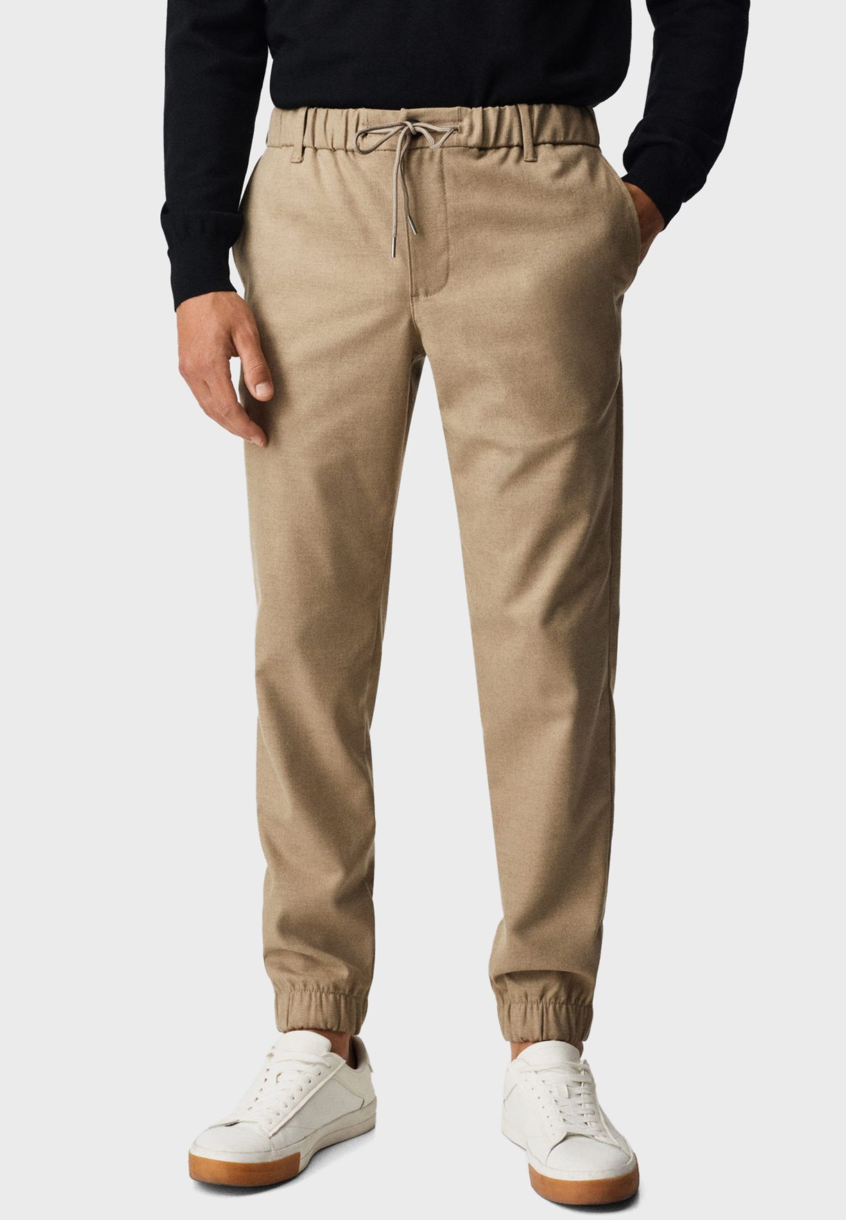 Cuffed Drawstring Relaxed Trousers