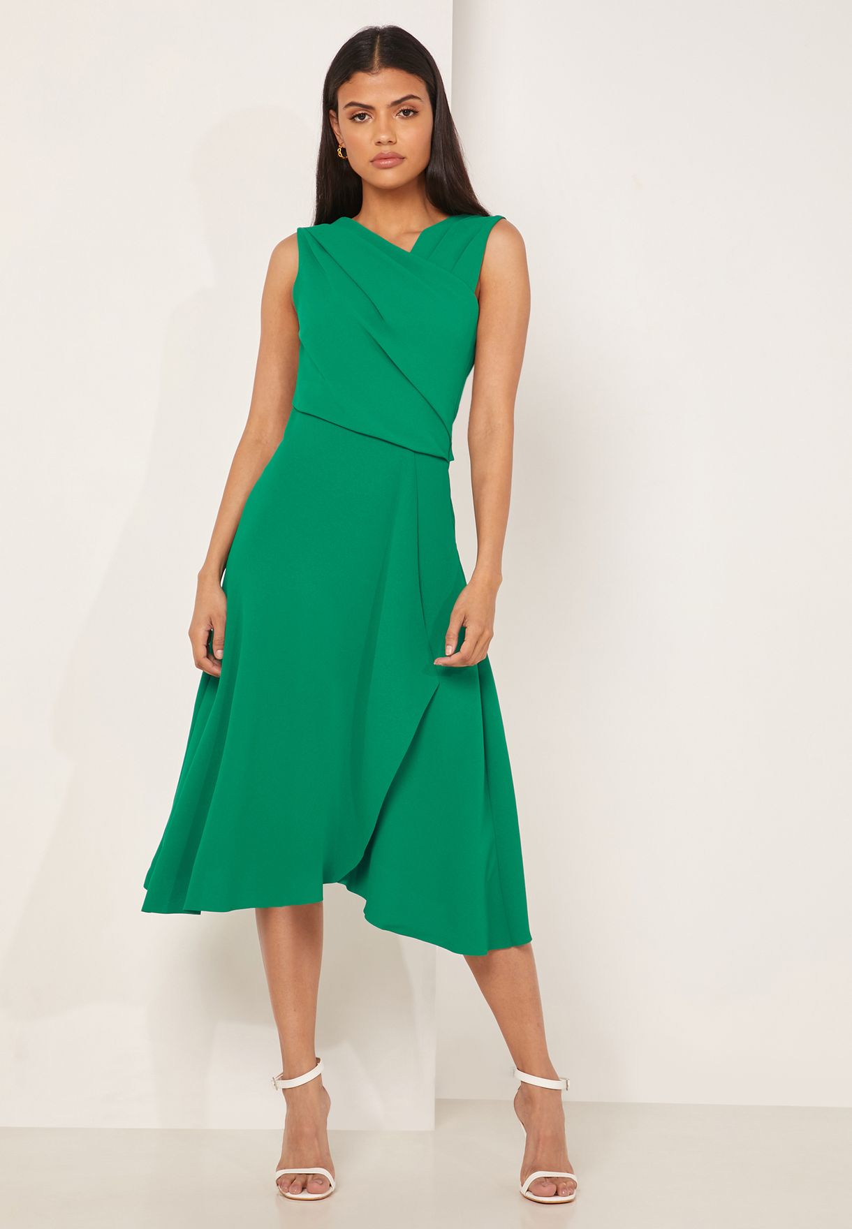 Buy Reiss green Marling Halter Neck Wrap Dress for Women in MENA, Worldwide