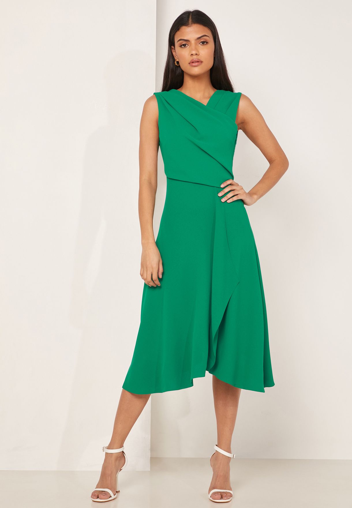 Buy Reiss green Marling Halter Neck Wrap Dress for Women in MENA, Worldwide