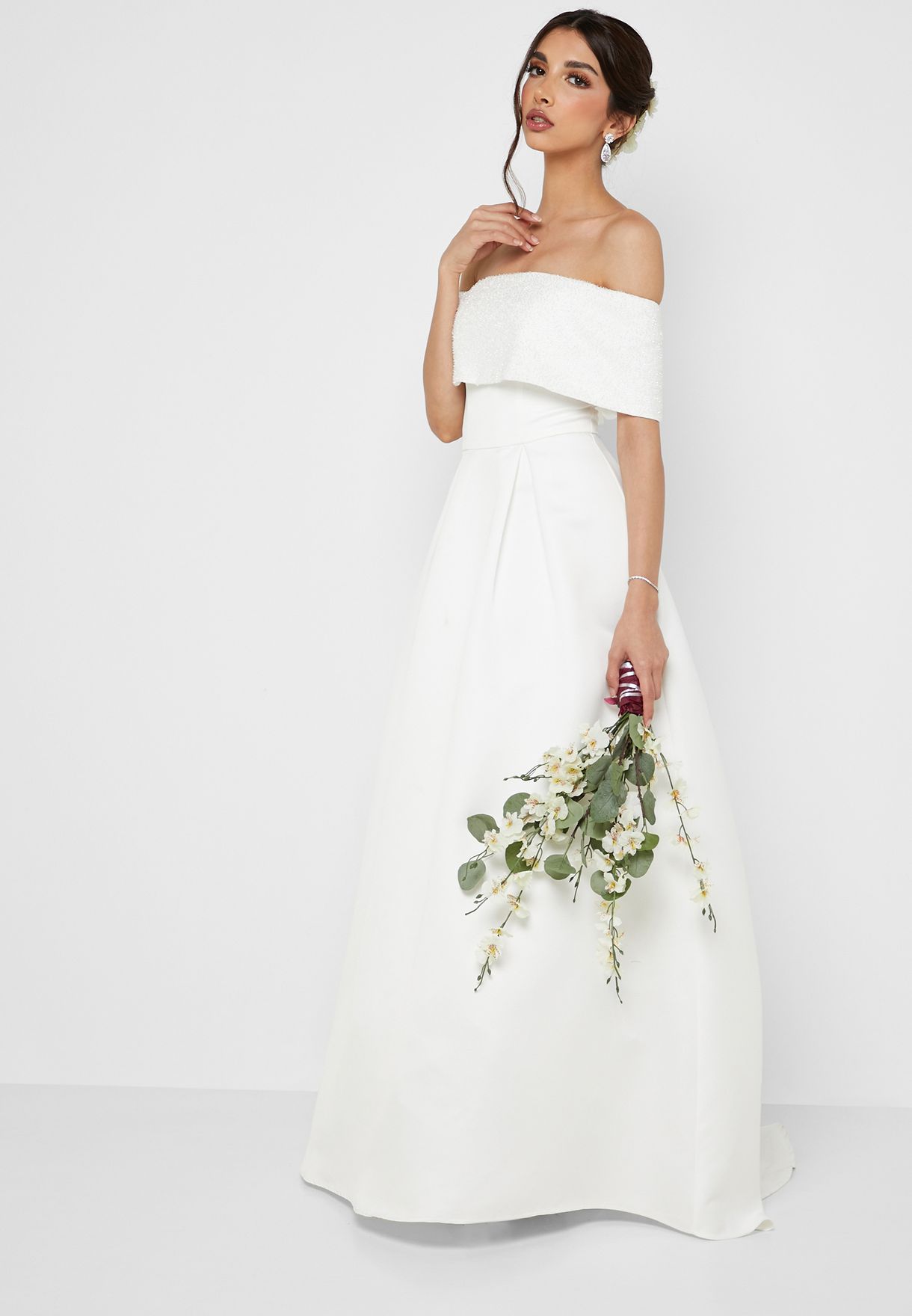 bardot bridal dress