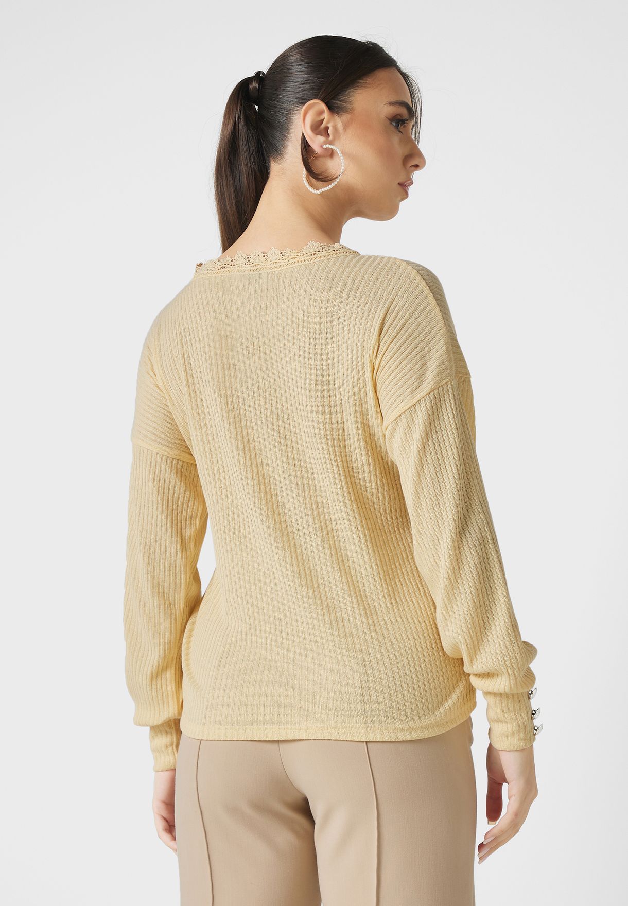 Button & Lace Sweater
