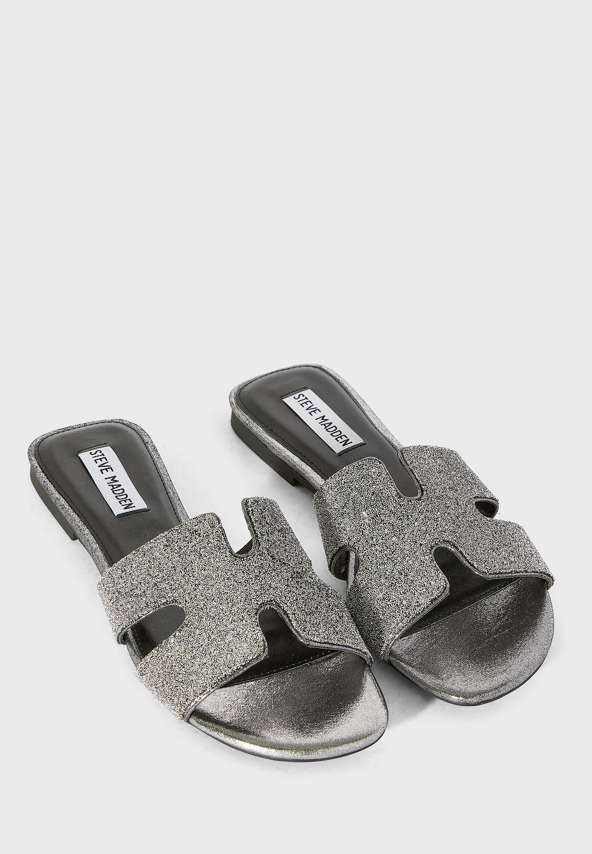 steve madden silver slides