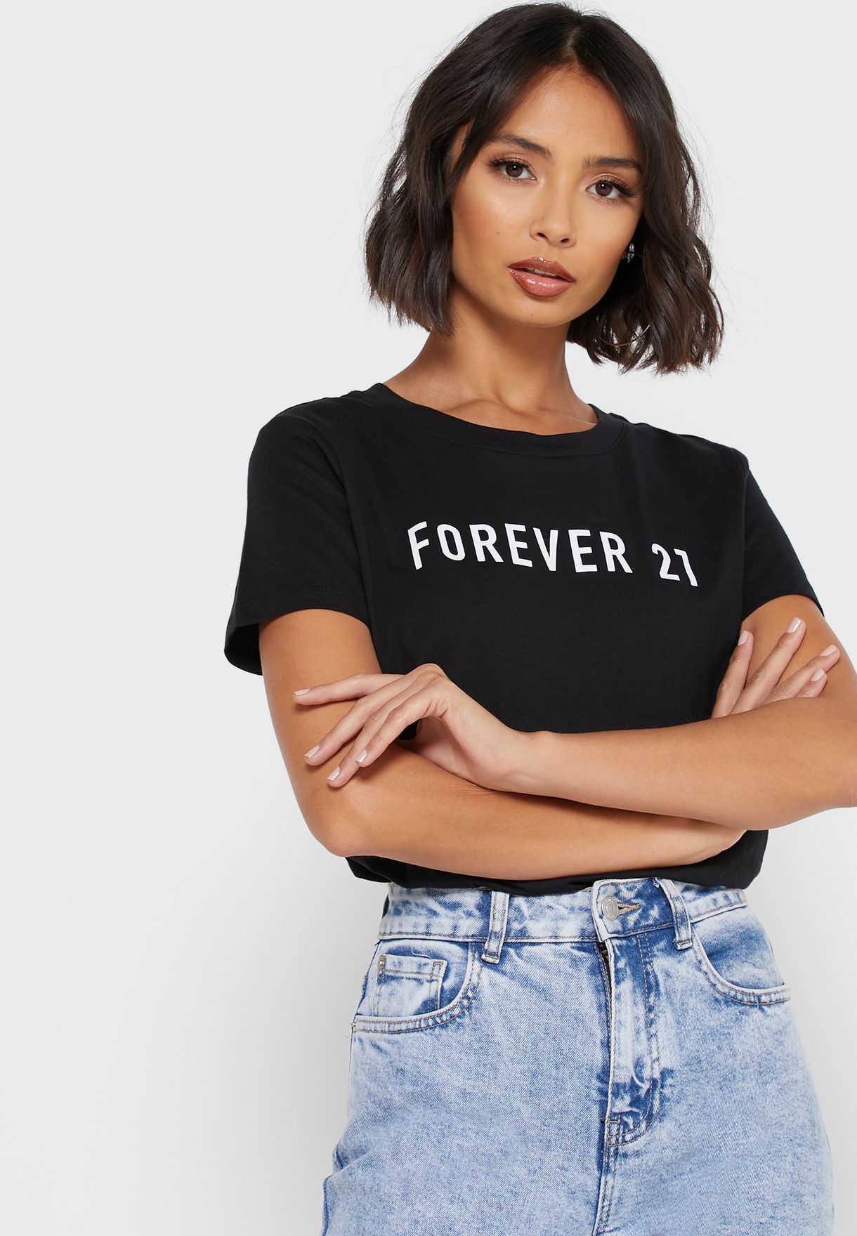 Buy Forever 21 black Logo T-Shirt for Women in Manama, Riffa