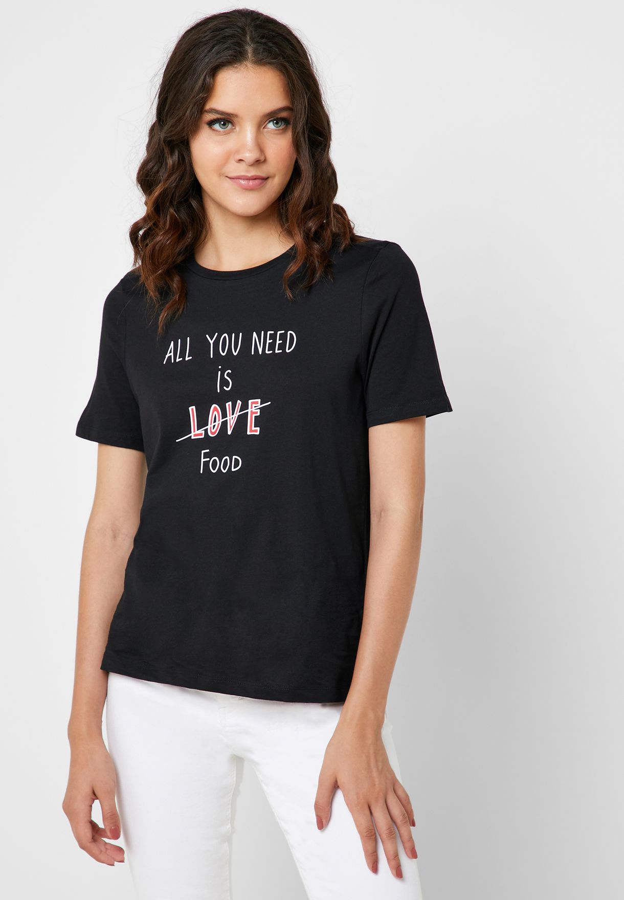 Vero Moda black Slogan T-Shirt for Women in MENA, Worldwide | 10221149