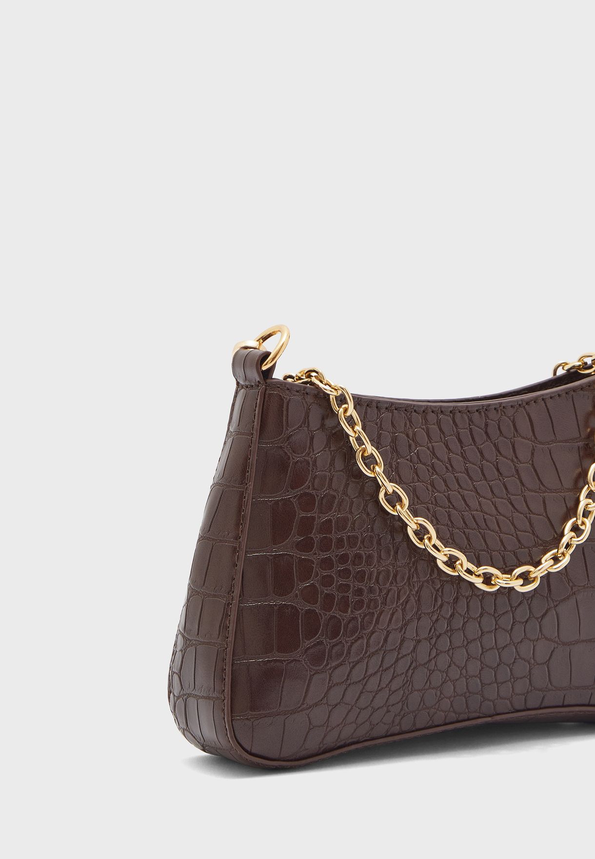 Croc Shoulder Bag With Chain Strap