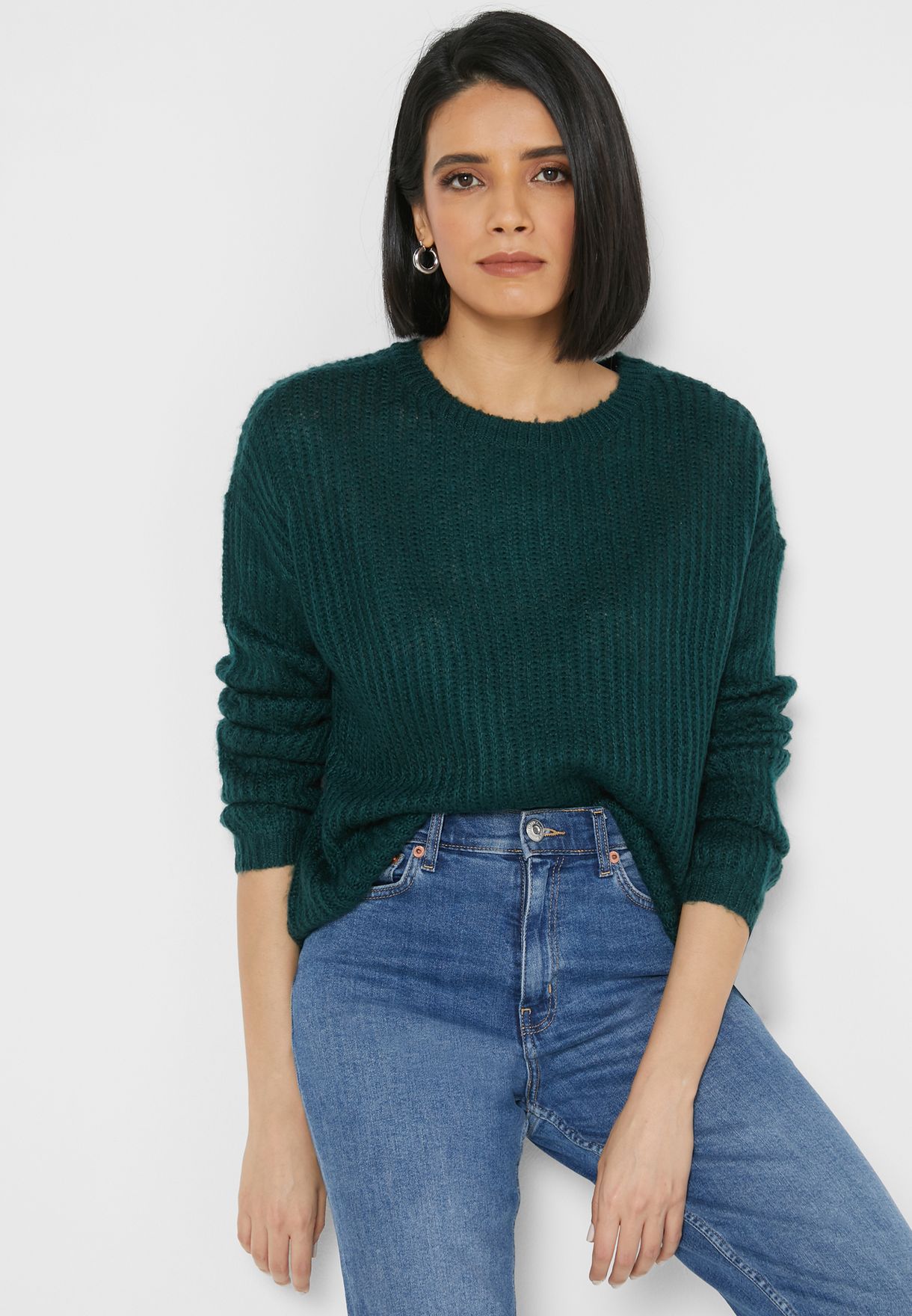 Buy Jacqueline De Yong Crew Neck Ribbed Sweater for Women MENA, Worldwide | 15216516