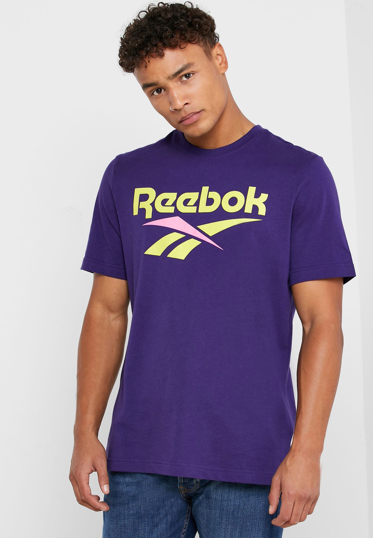purple reebok shirt