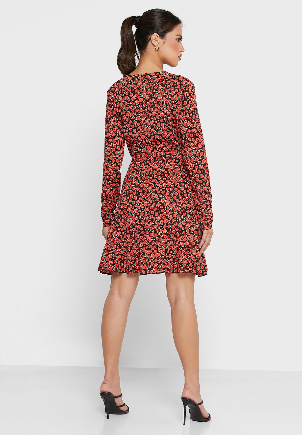 Ruffle Hem Wrap Dress