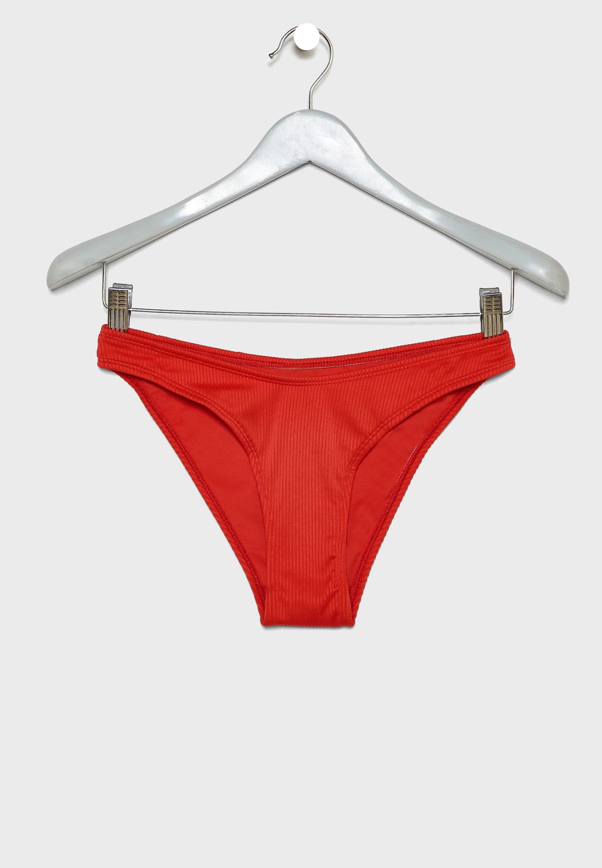 red ribbed bikini bottoms