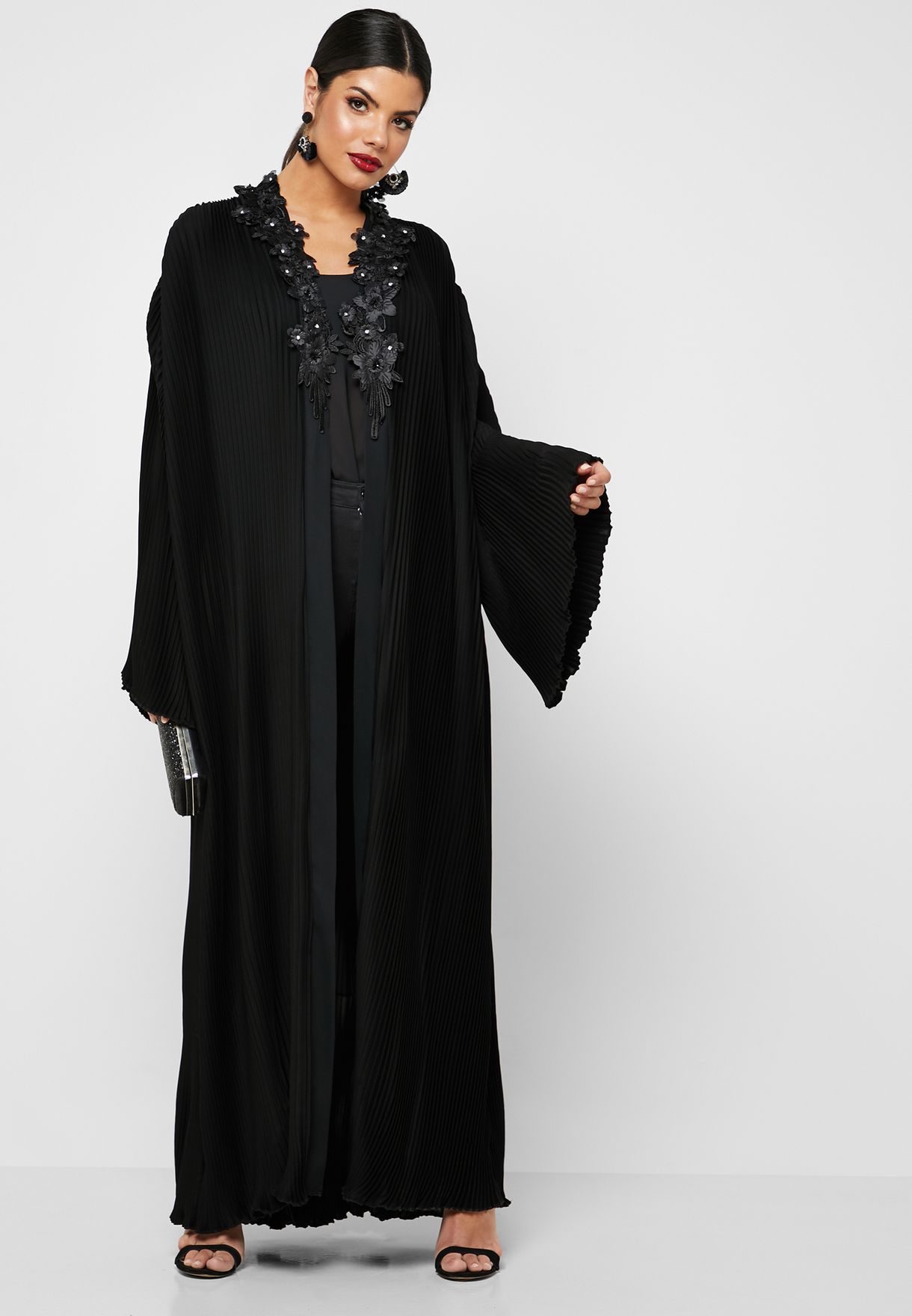 Buy Hayas Closet black Pleated Layered Abaya for Women in Riyadh, Jeddah