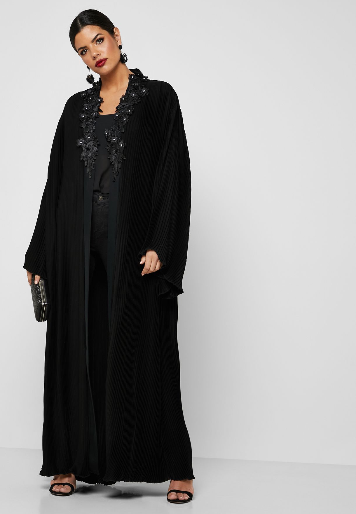 Buy Hayas Closet black Pleated Layered Abaya for Women in MENA, Worldwide