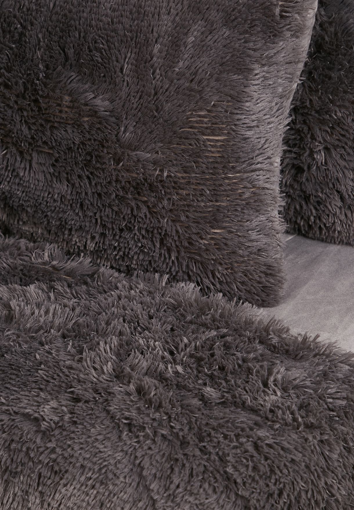 Grey Faux Fur King Bedding Set 220X240Cm