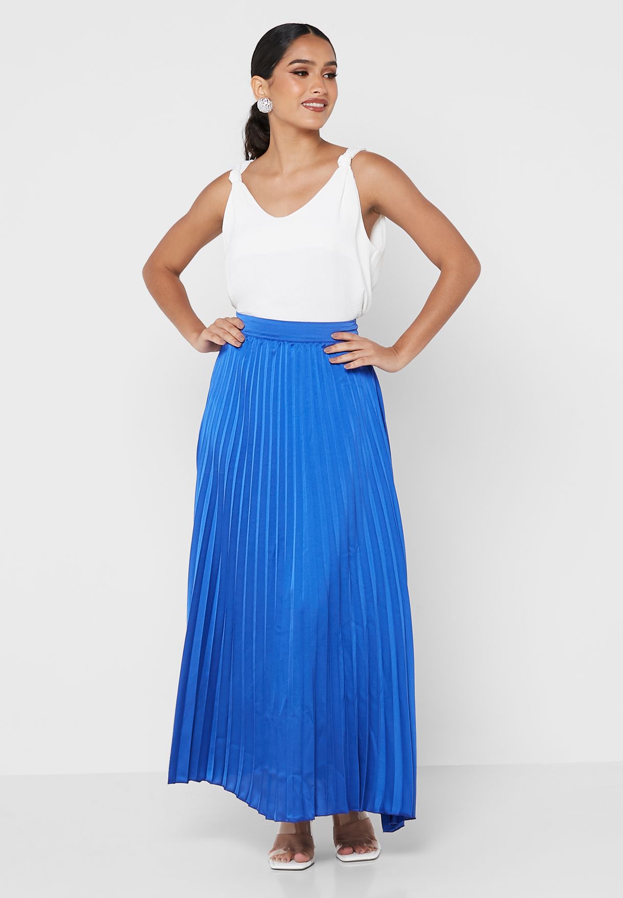 Pleated Solid Skirt
