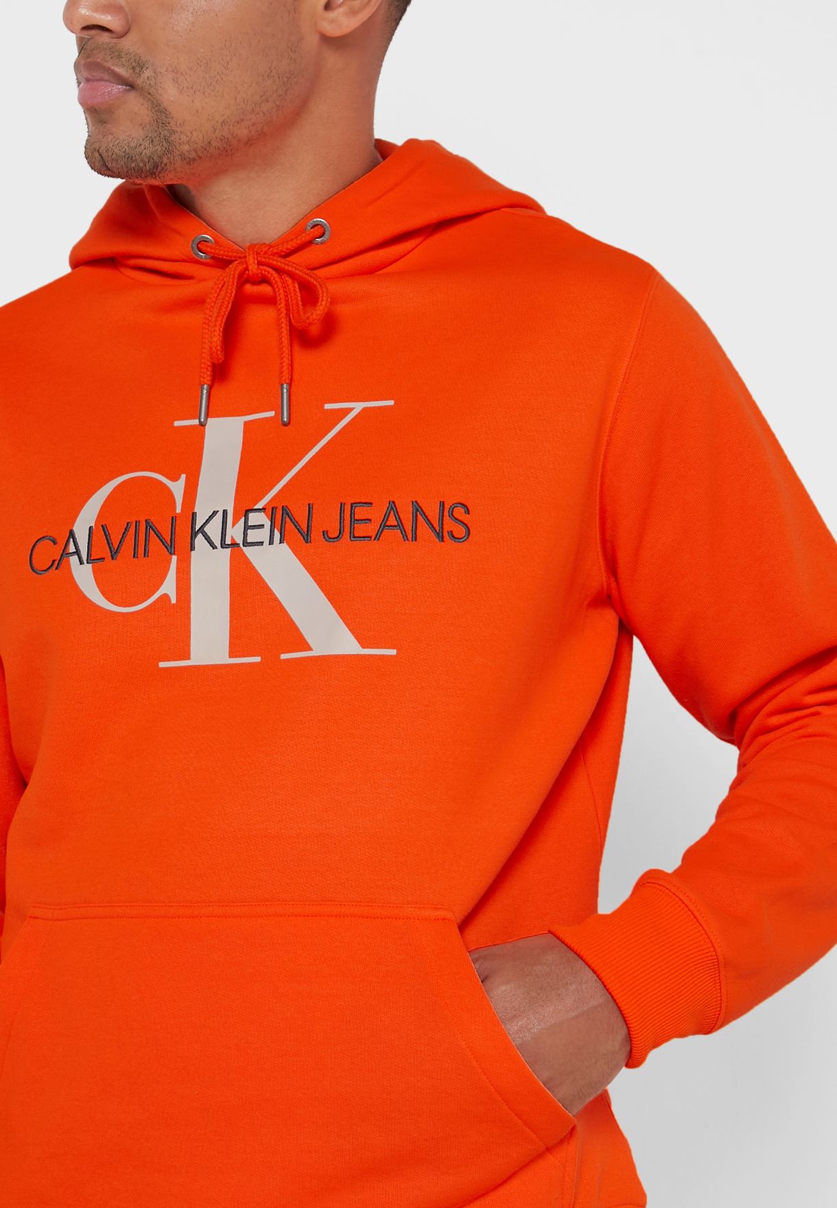 Buy Calvin Klein Jeans orange Monogram Hoodie for Men in MENA, Worldwide