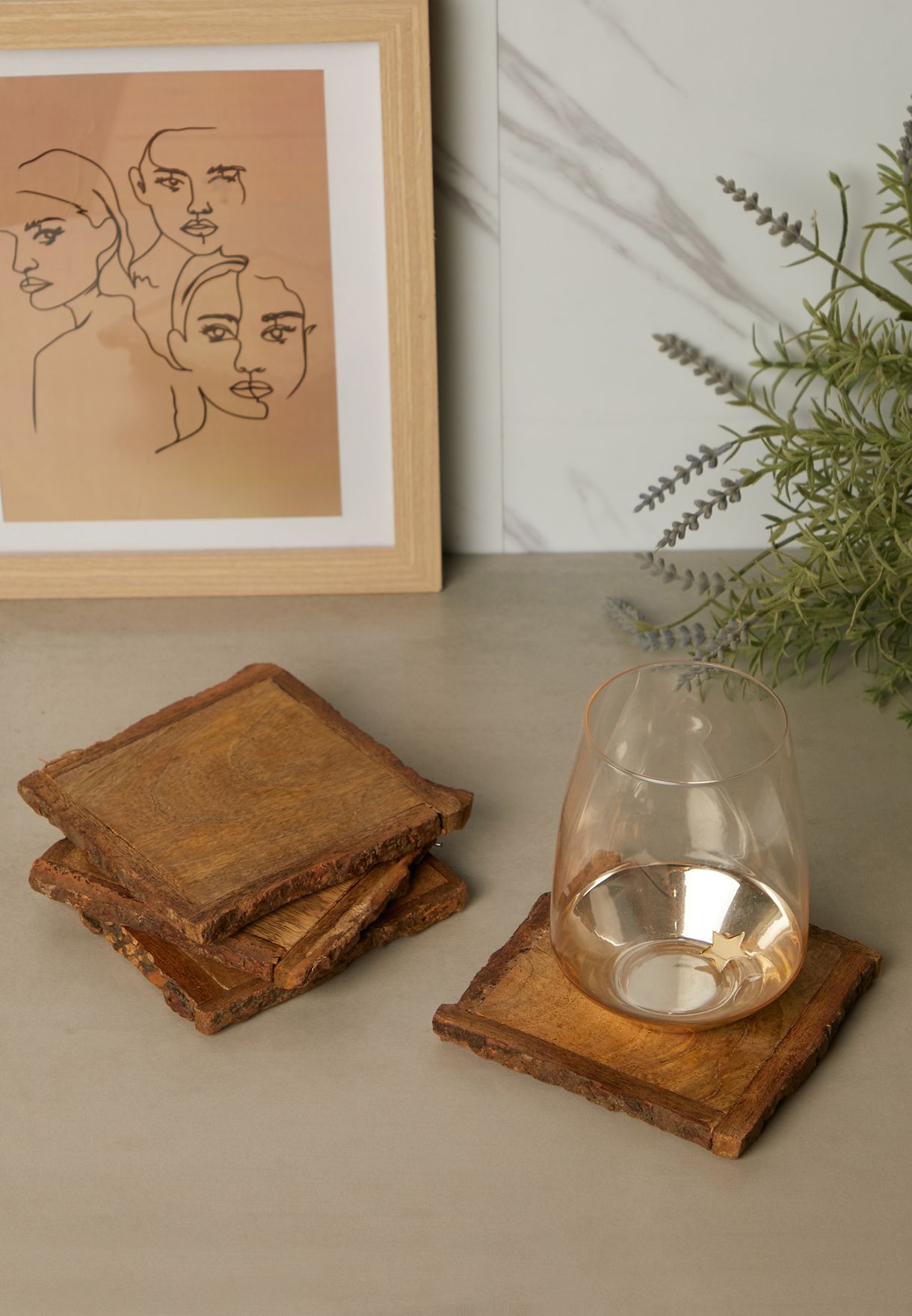 Set Of 4 Square Wooden Coasters