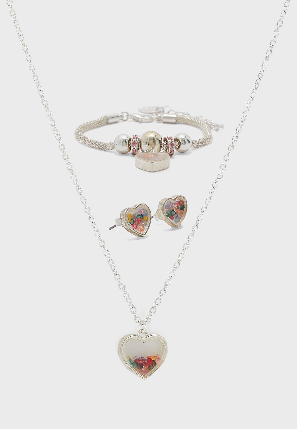 Kids Heart Bracelet, Earrings & Necklace Set