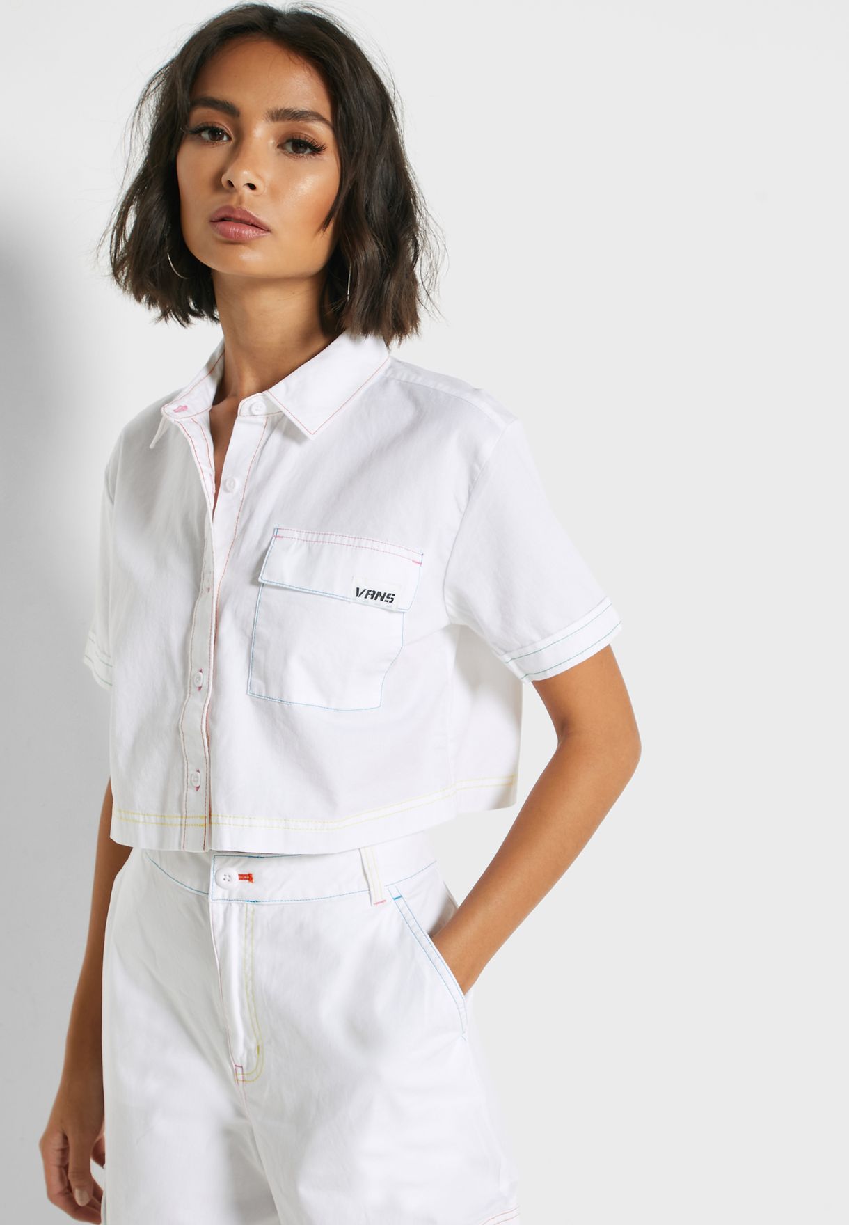 vans white button up