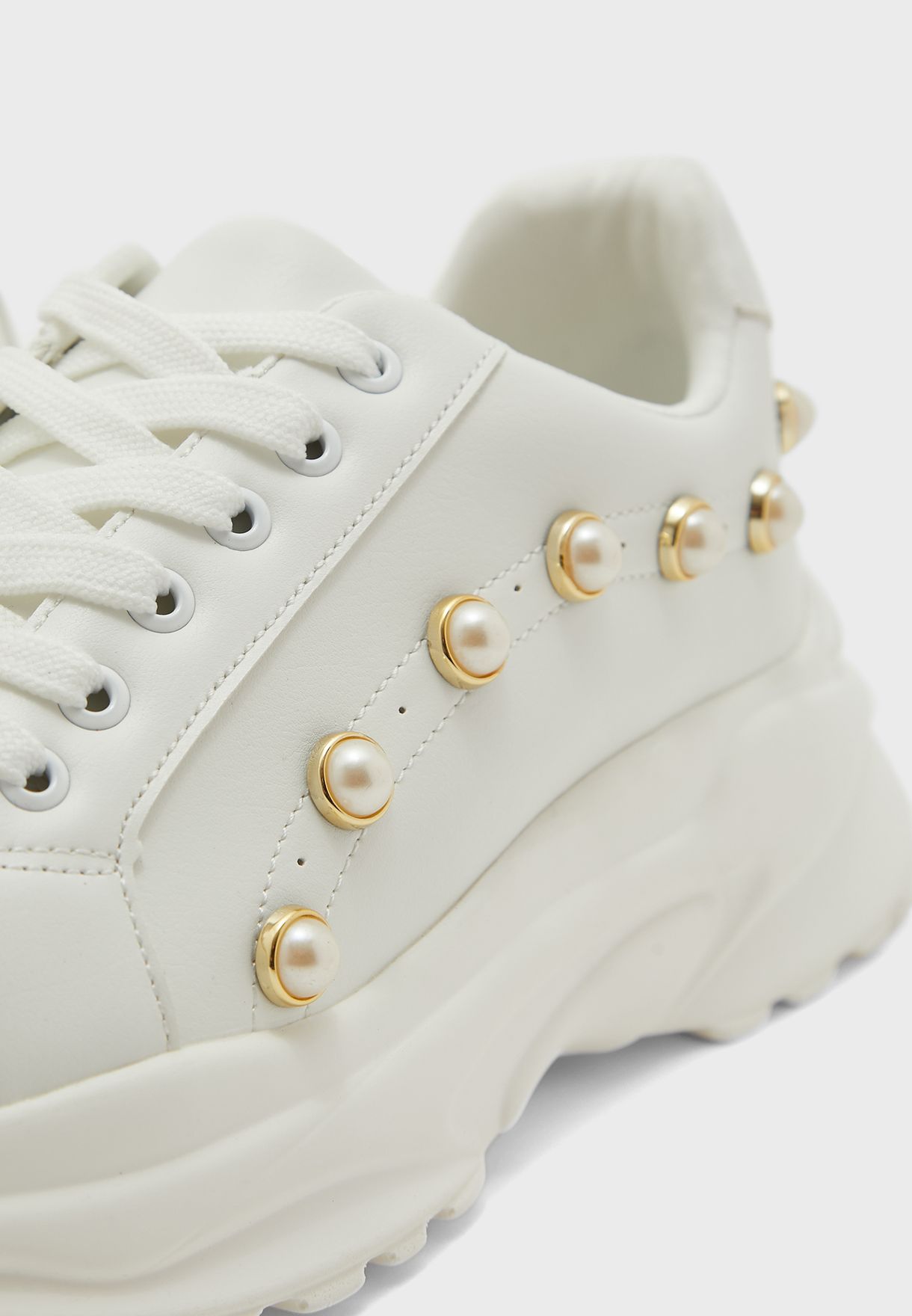 Pearl Detail Chunky Sneakers 