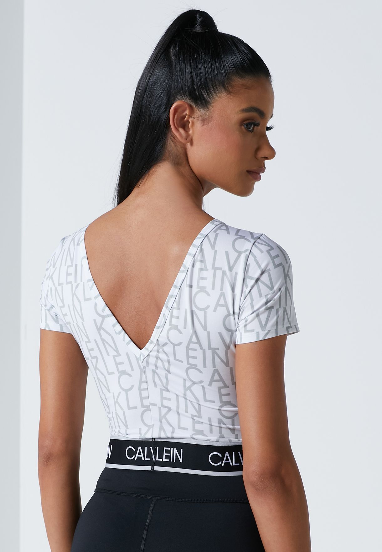 Buy Calvin Klein Performance White Aop Cropped T Shirt For Women In Mena Worldwide 00gws1k145 143