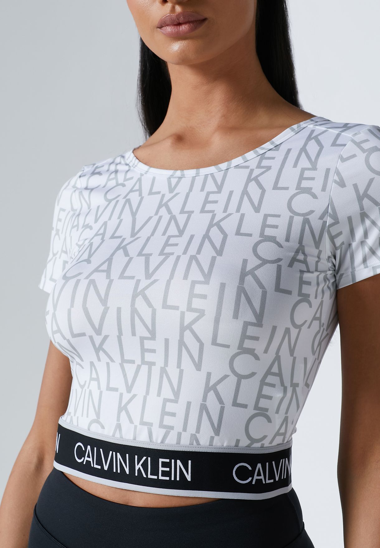 Buy Calvin Klein Performance White Aop Cropped T Shirt For Women In Mena Worldwide 00gws1k145 143