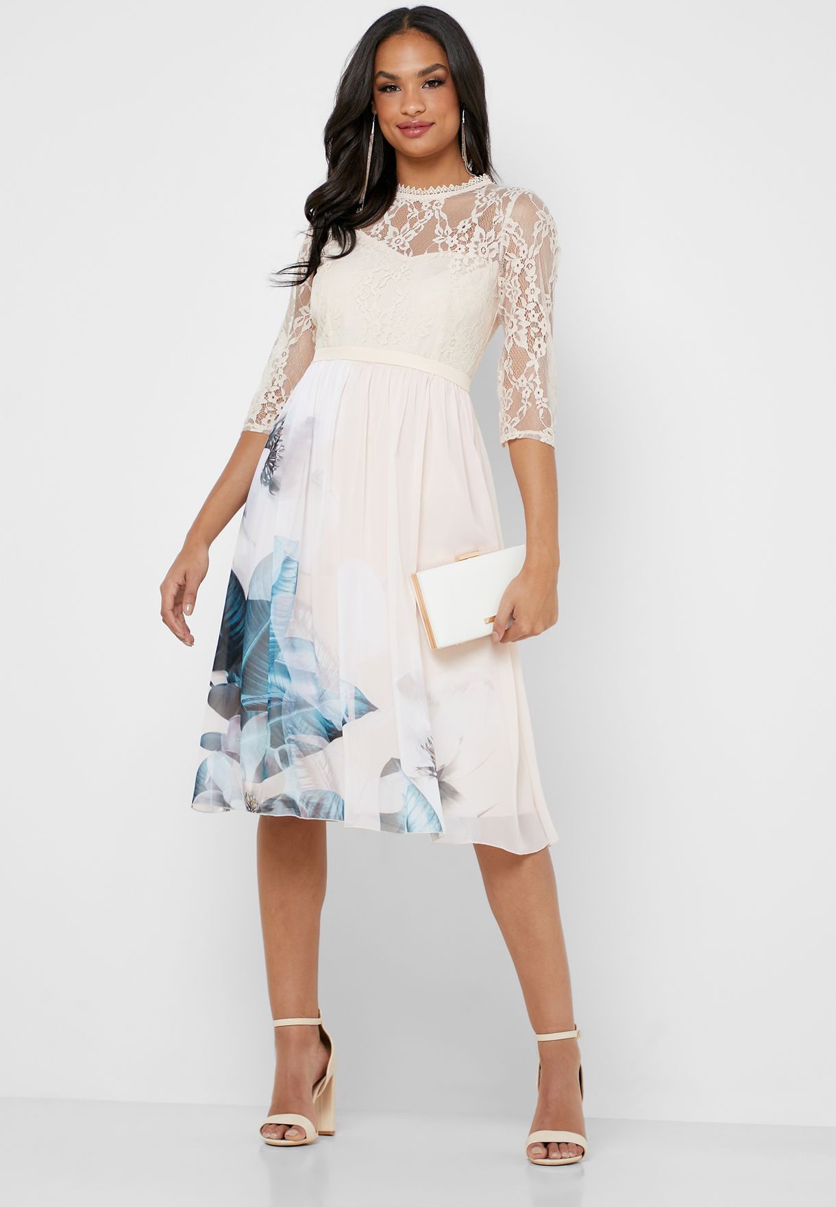 lace top floral skirt dress