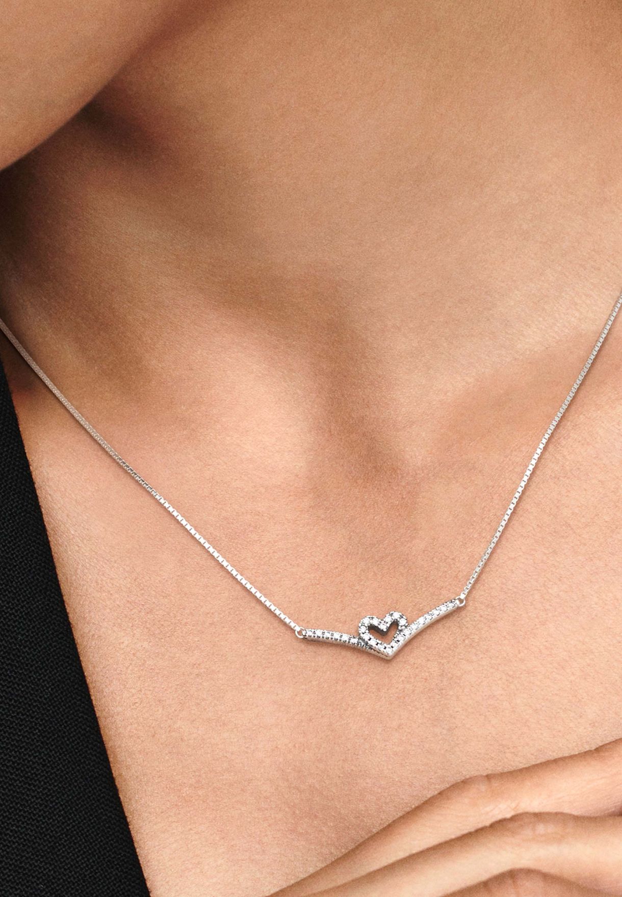 sparkling heart collier necklace