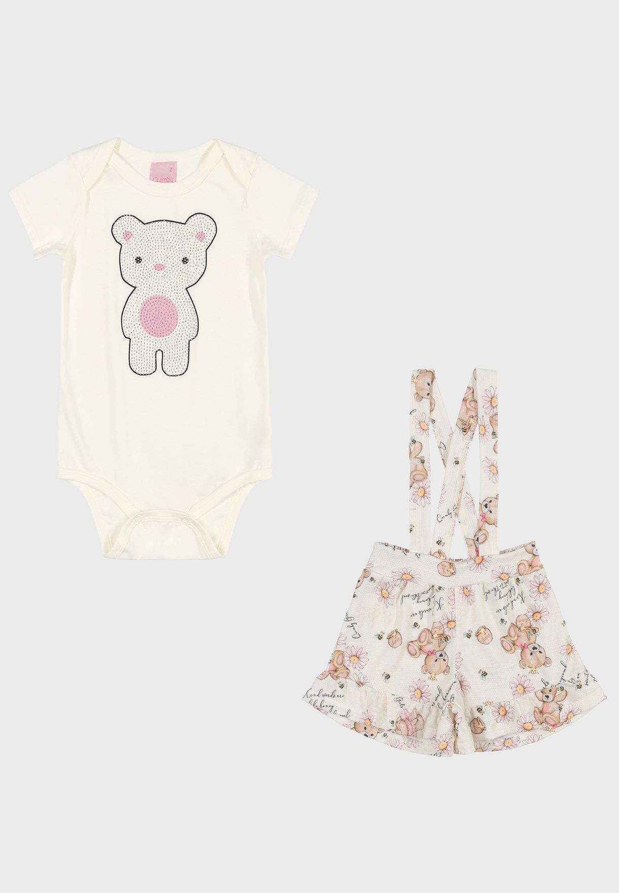 Infant Printed Bodysuit And Pinafore Set
