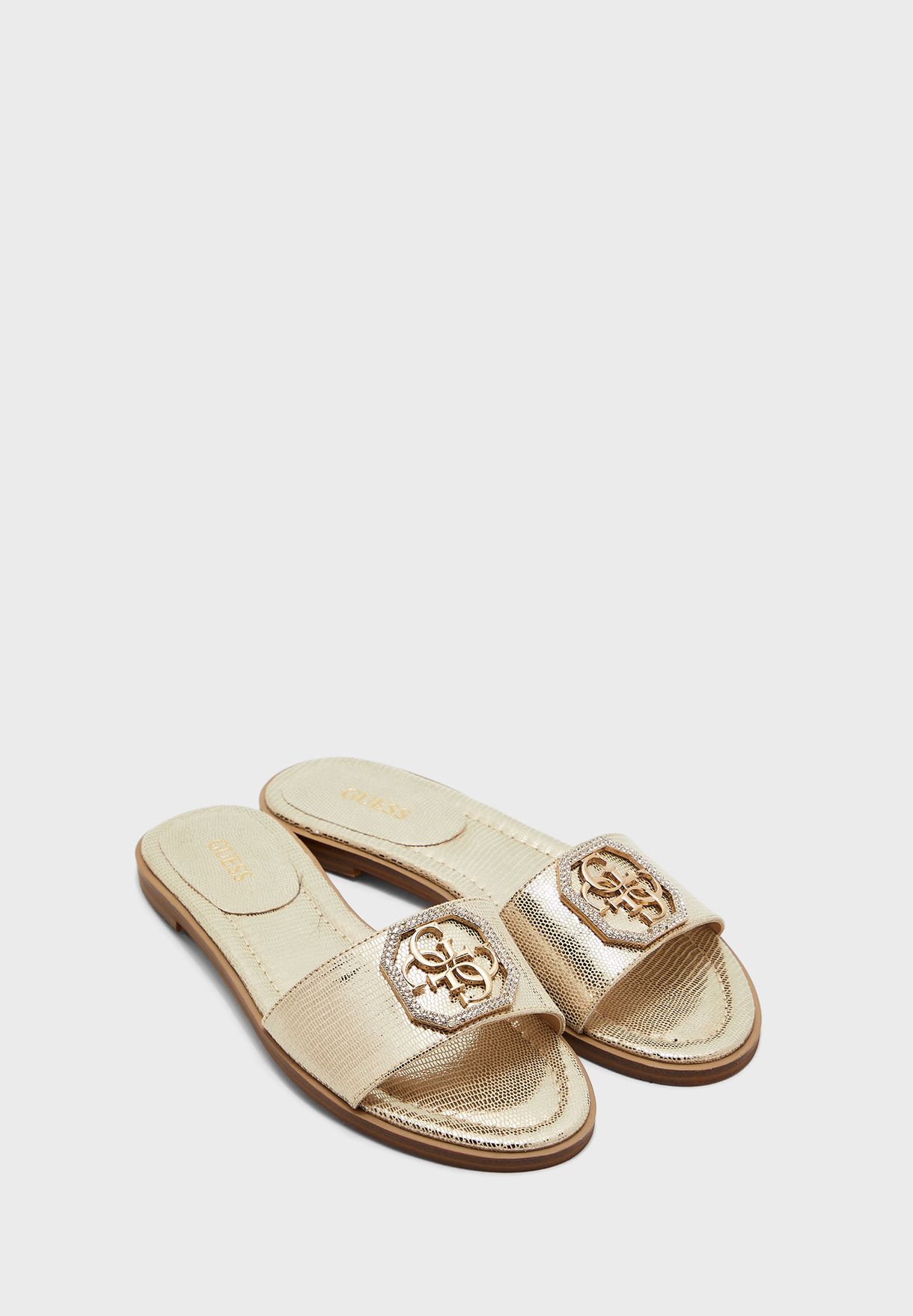 guess gold flat sandals