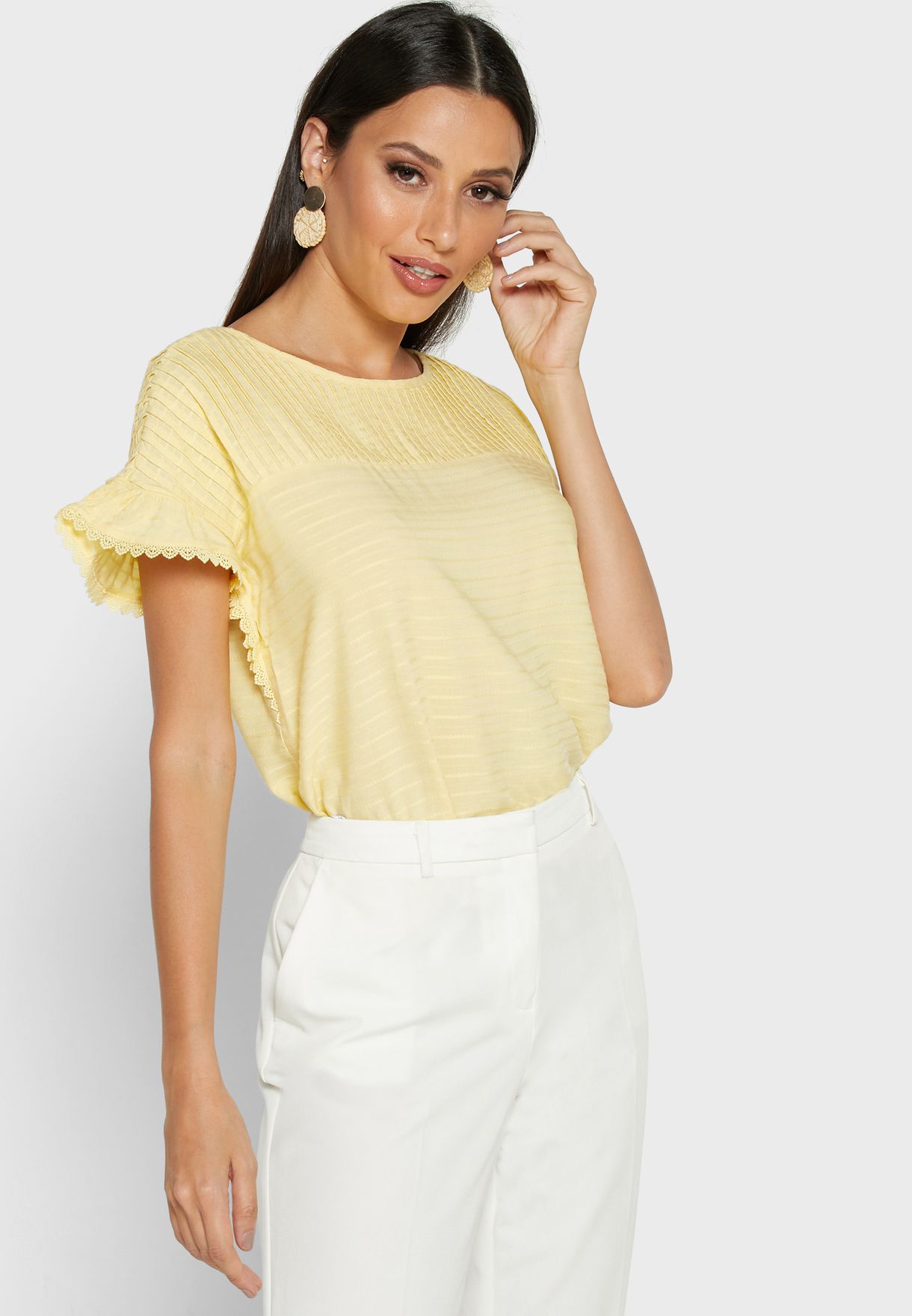 yellow batwing top