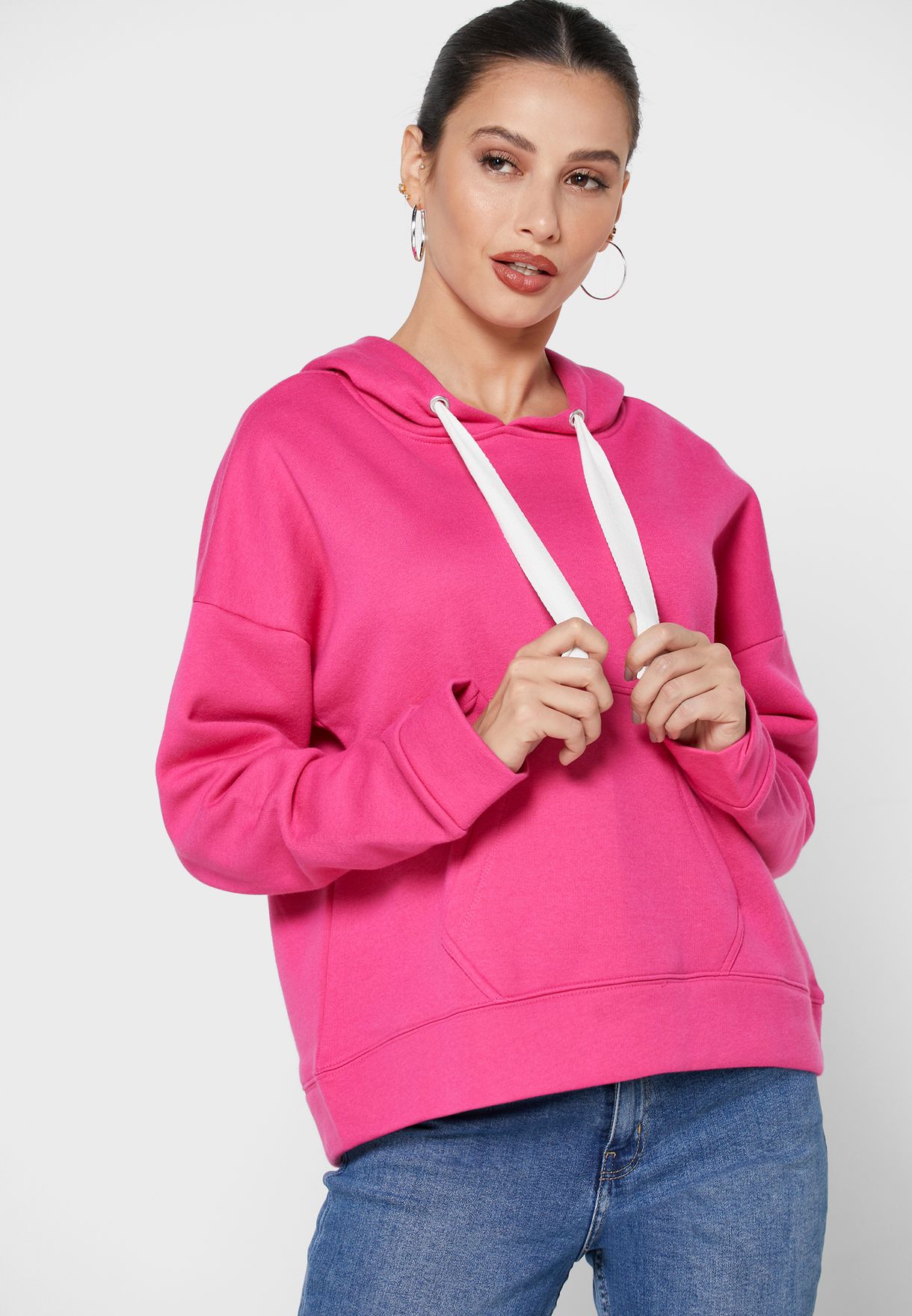 longline pink hoodie