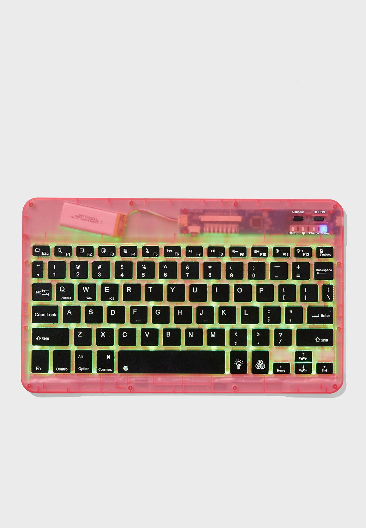 Buy Typo pink Powder Transparent Led Wireless Keyboard 10 Inch for ...