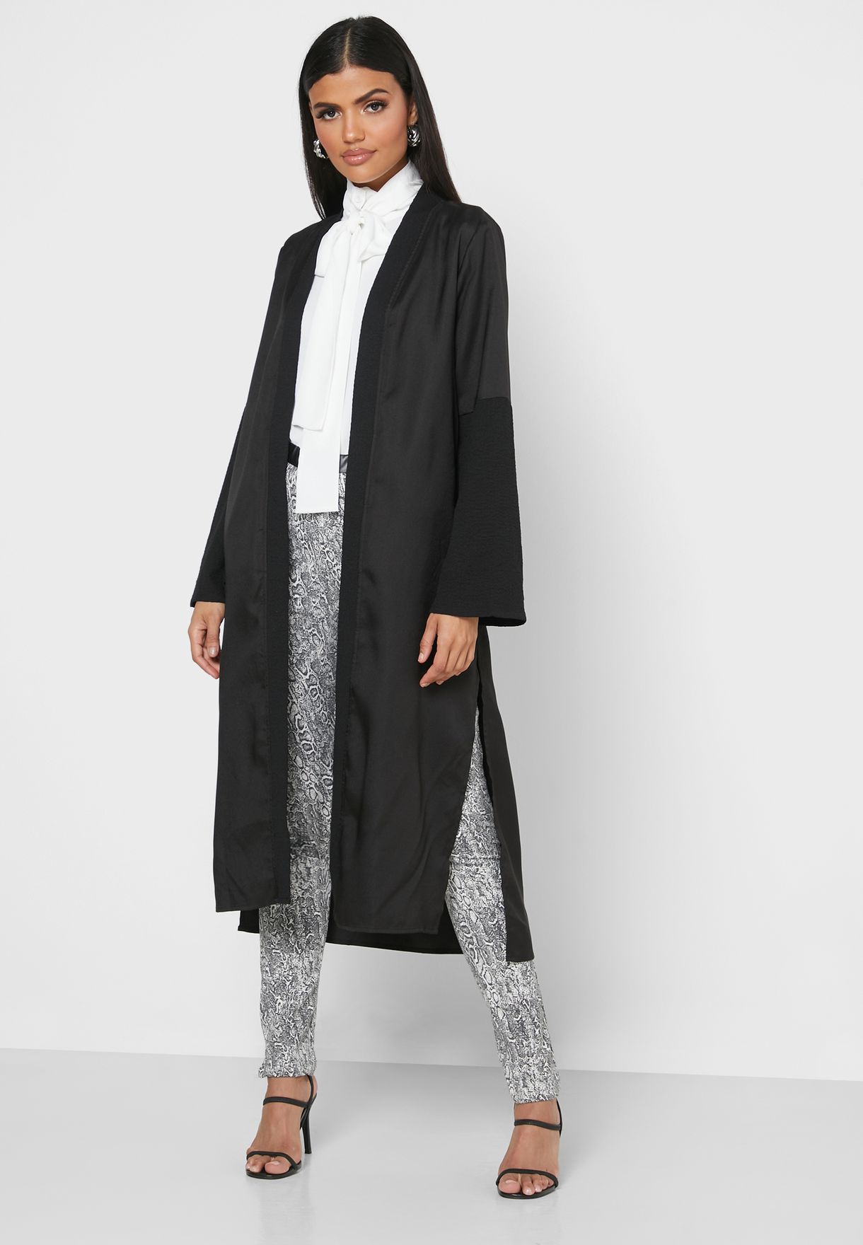 womens black longline cardigan