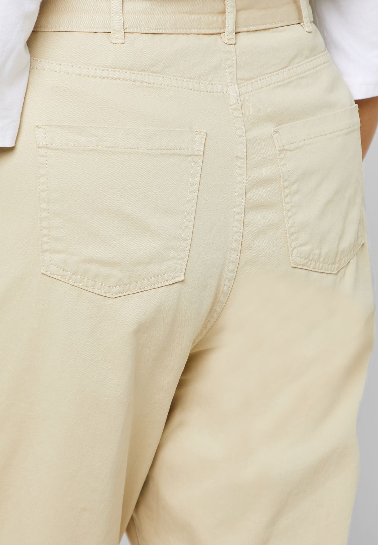 Buy New Look Curve beige Tie Waist Ankle Grazer Denim Cargo Pants for ...