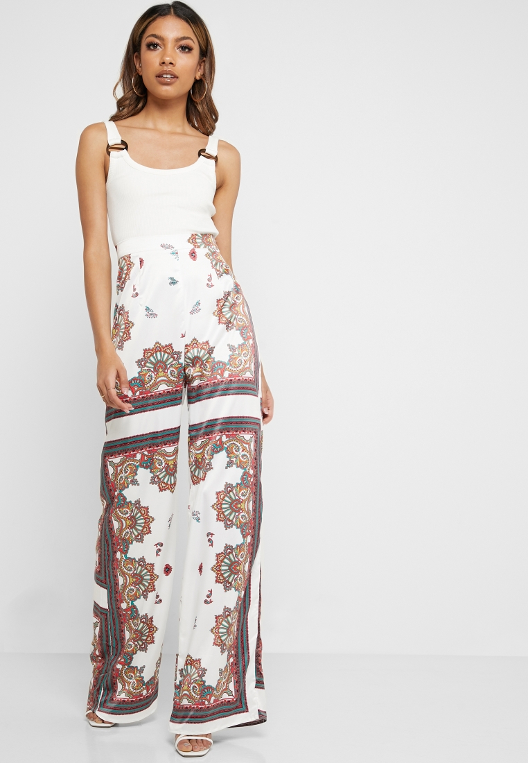 Scarf Print Kimono  Relaxed Fit Trousers  boohoo