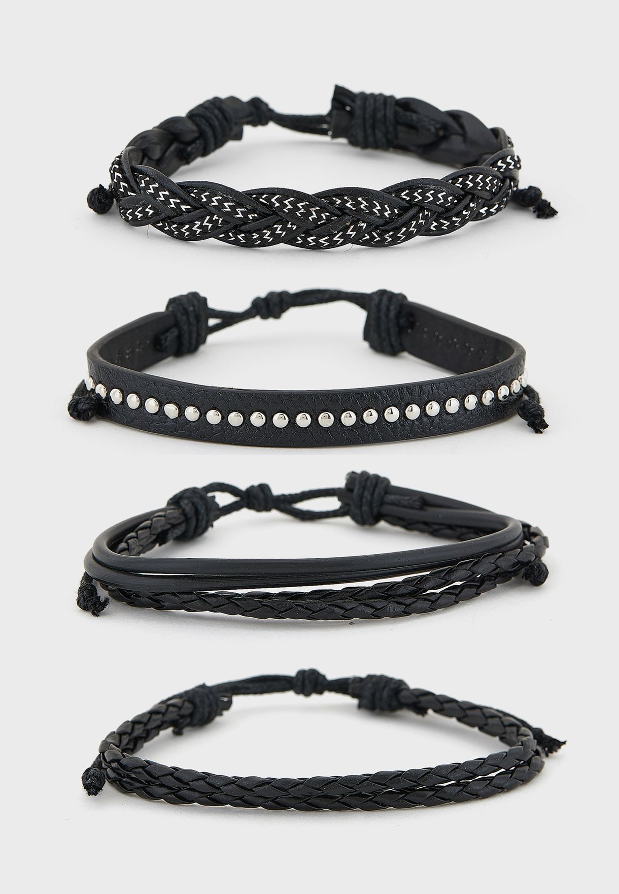 Layered Stud Braided Bracelet