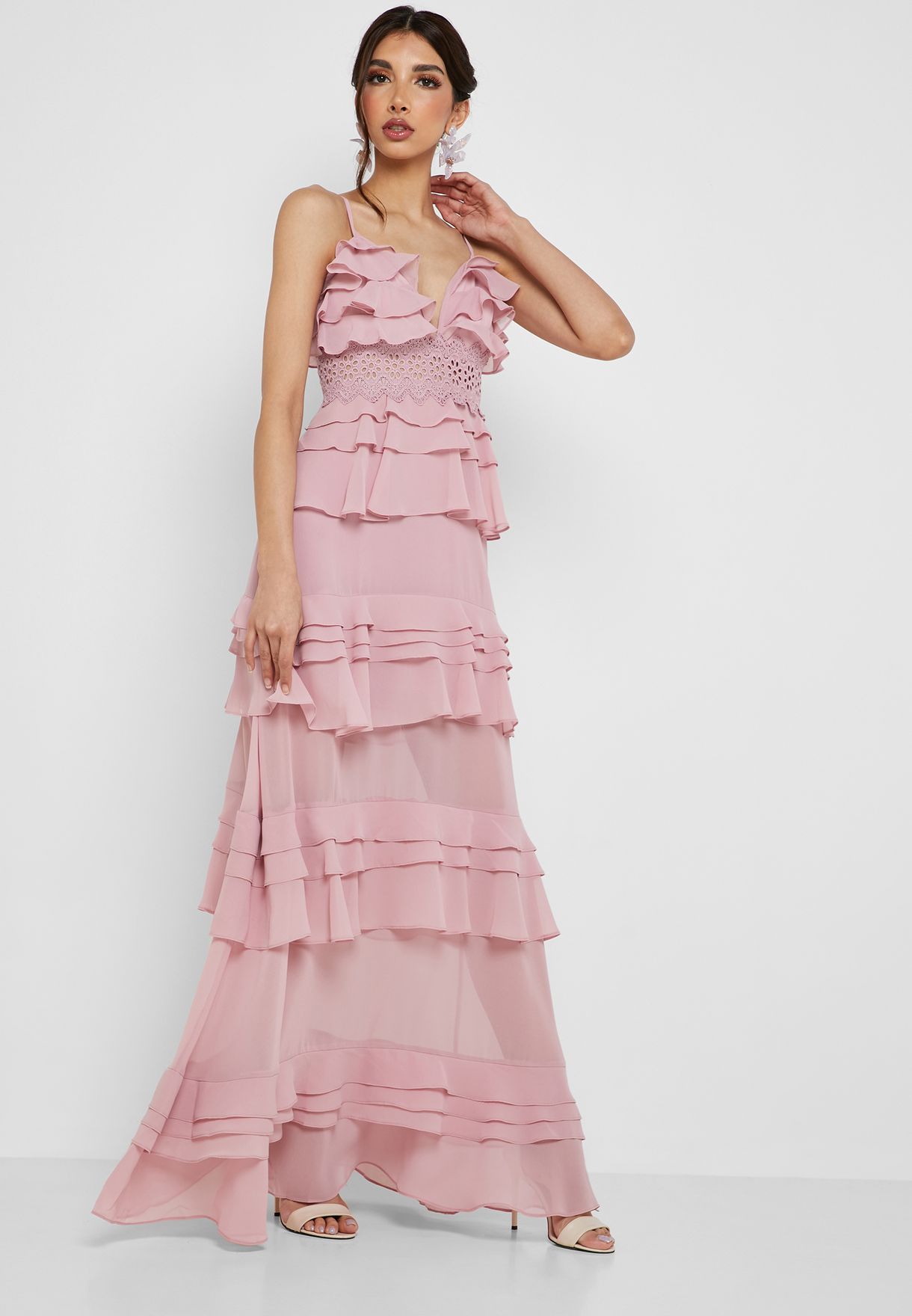 pink layered dress