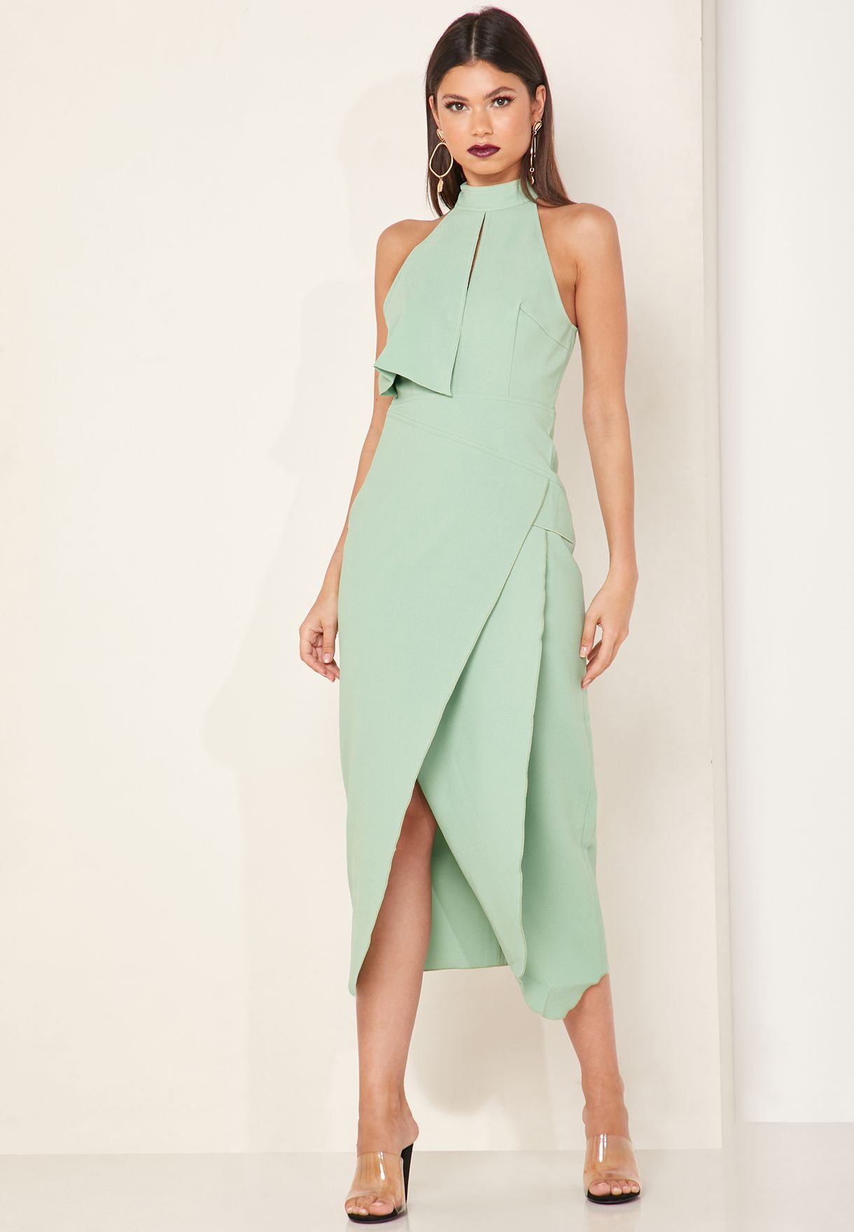 Buy C/MEO COLLECTIVE green High Hearts Halter Neck Dress for Women in  Dubai, Abu Dhabi