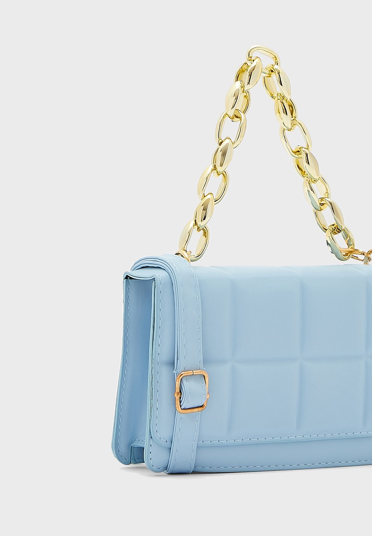 Quilted Chain Detail Crossbody Bag 