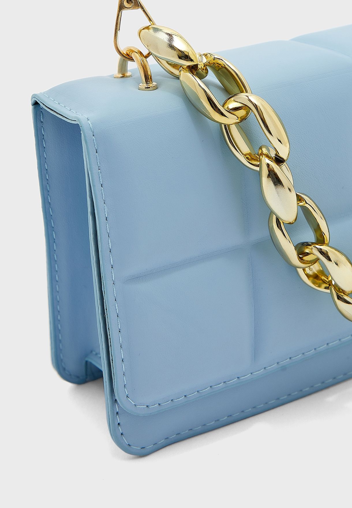 Quilted Chain Detail Crossbody Bag 