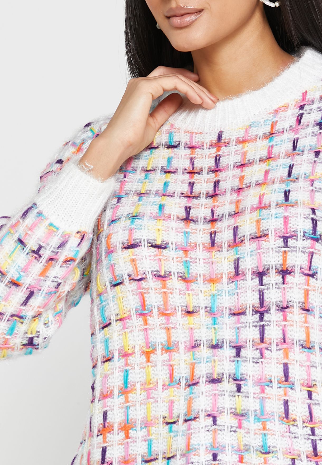 Tweed Round Neck Sweater