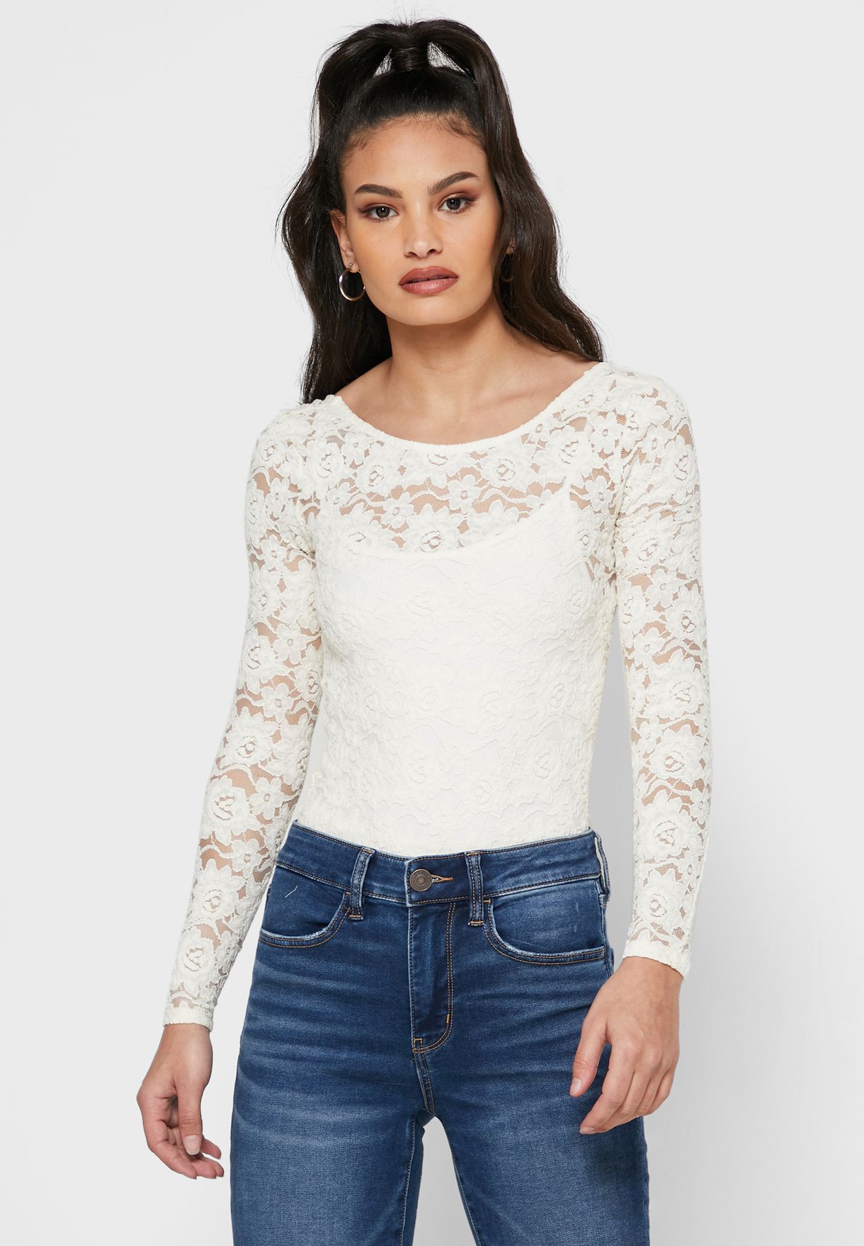 forever 21 white lace top