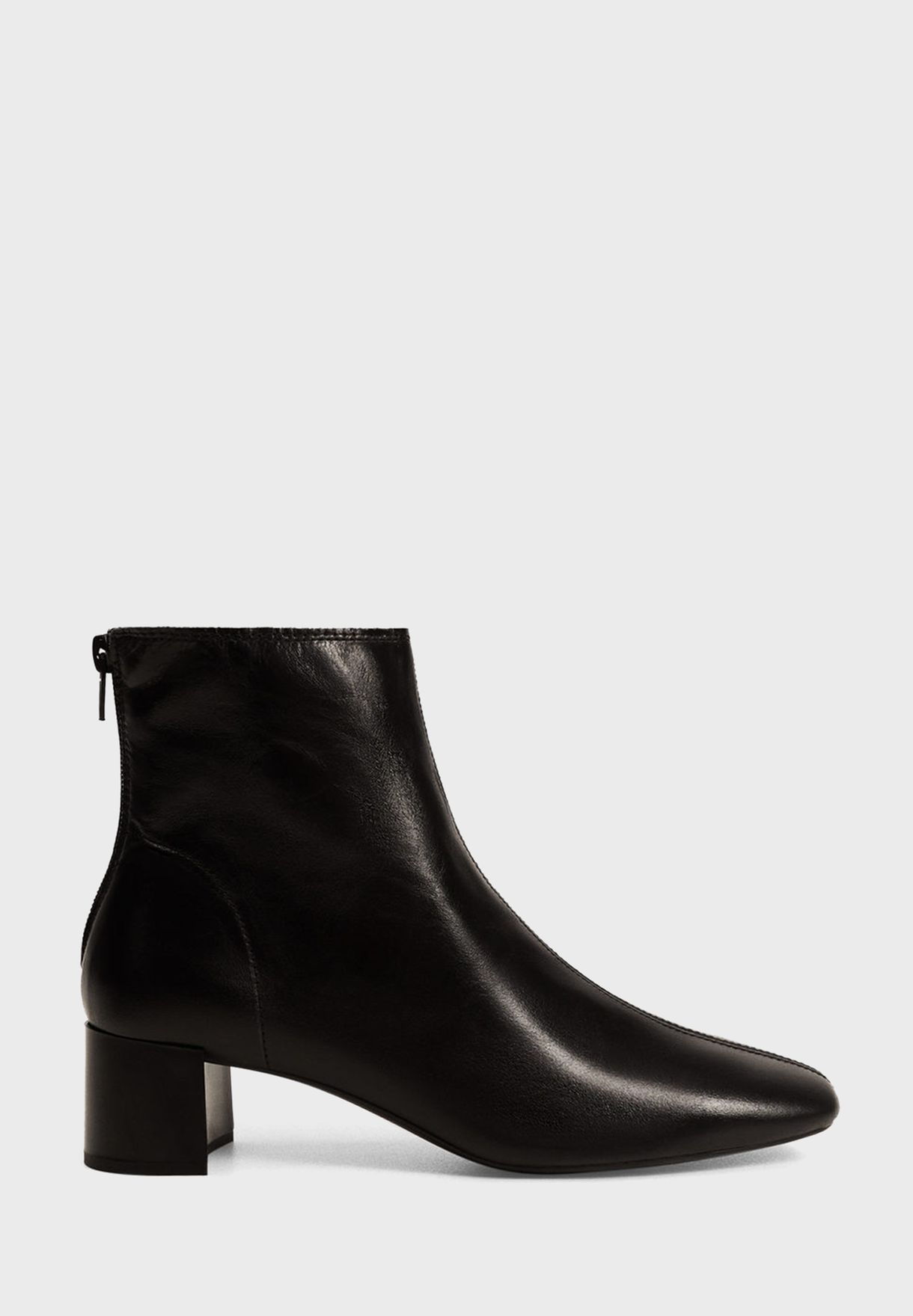 mango black leather ankle boots