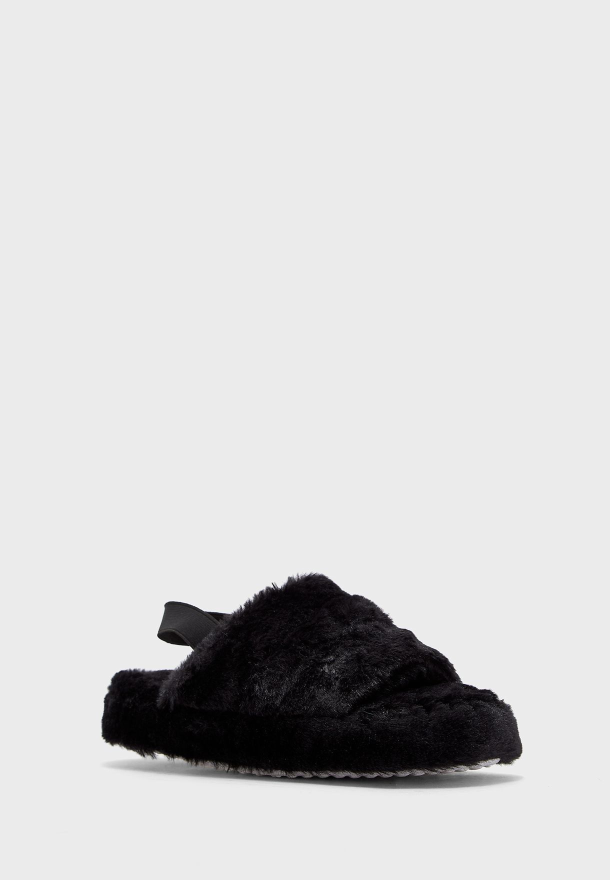 Quilted Furry Slingback Bedroom Slipper