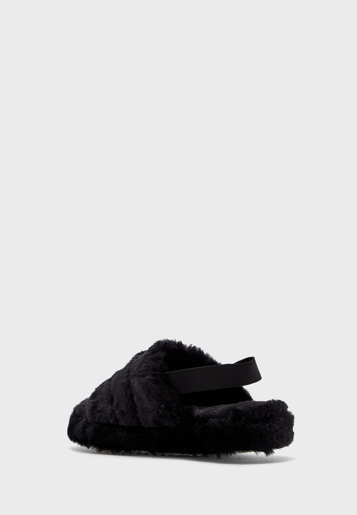 Quilted Furry Slingback Bedroom Slipper