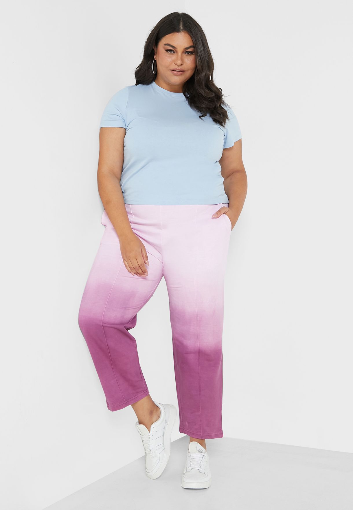 Ombre Button Detail Cropped Pants