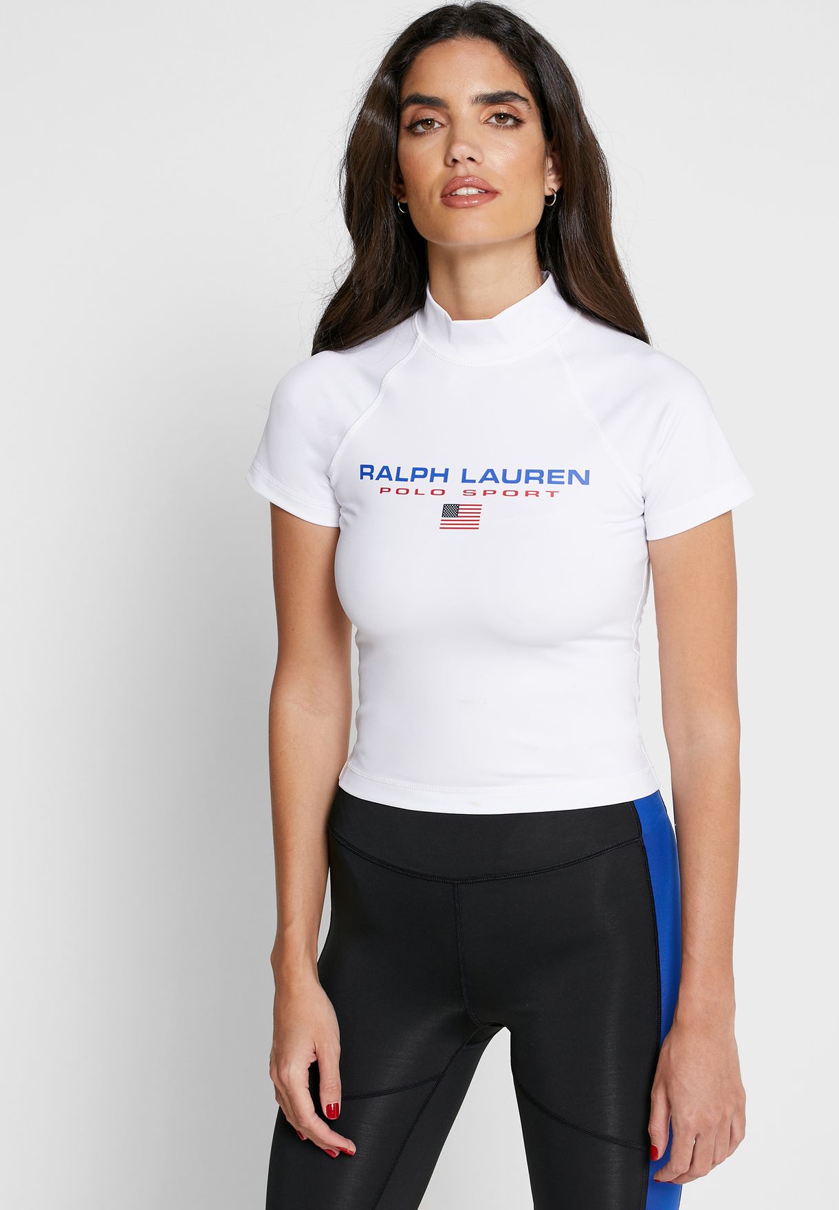 Buy Polo Ralph Lauren white High Neck Cropped T-Shirt for Women in Baghdad,  Basra