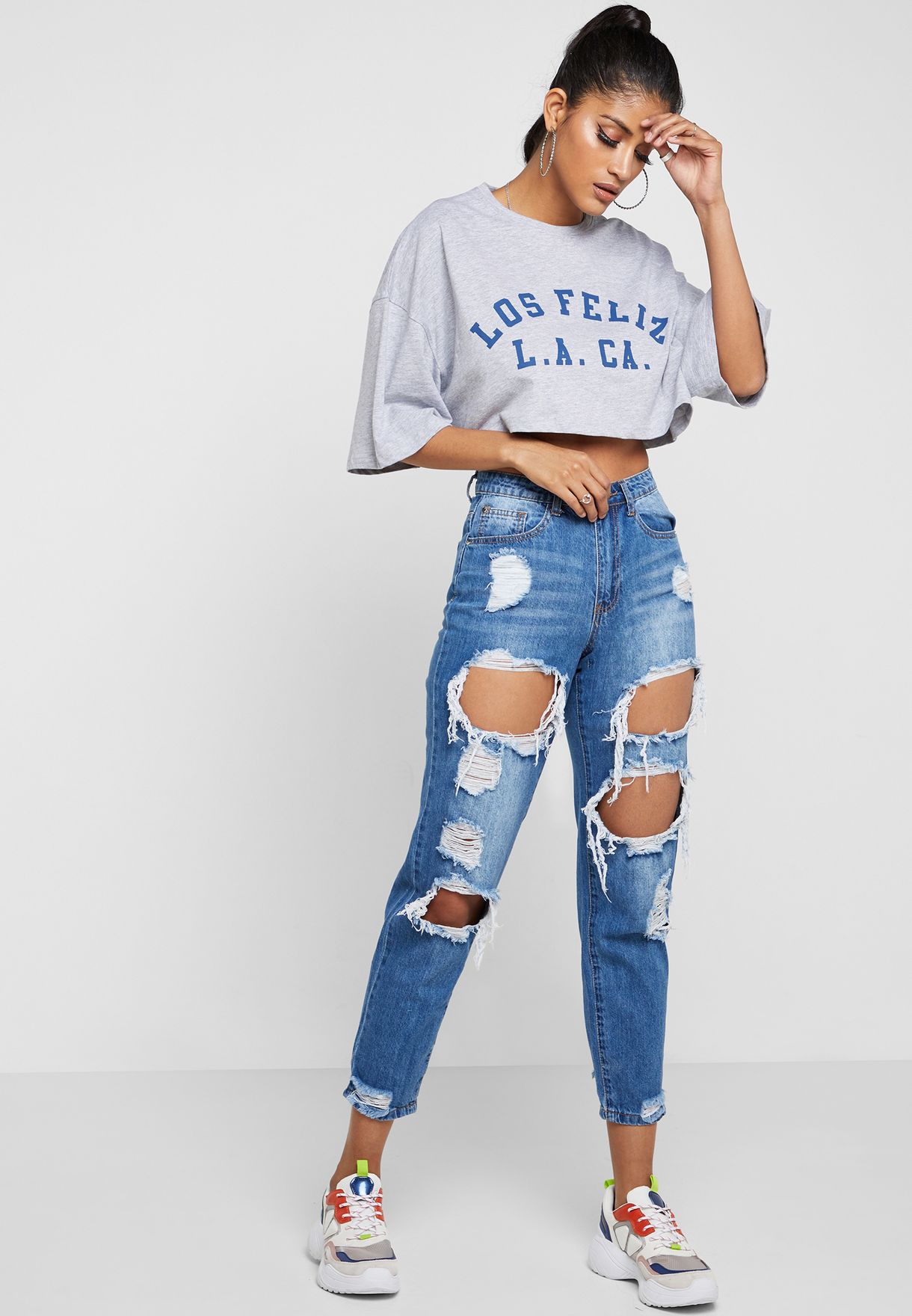 cheap ripped mom jeans