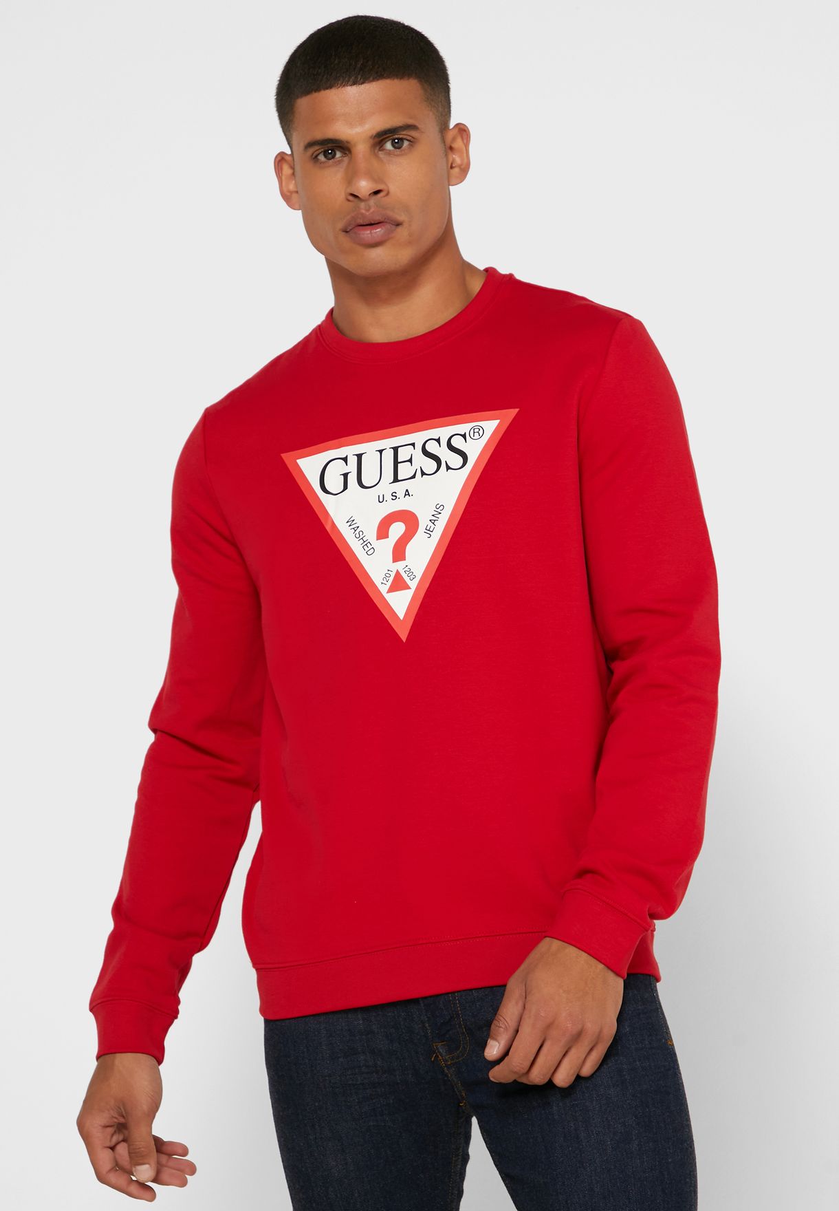Buy Guess red Logo Sweatshirt for Men in MENA, Worldwide