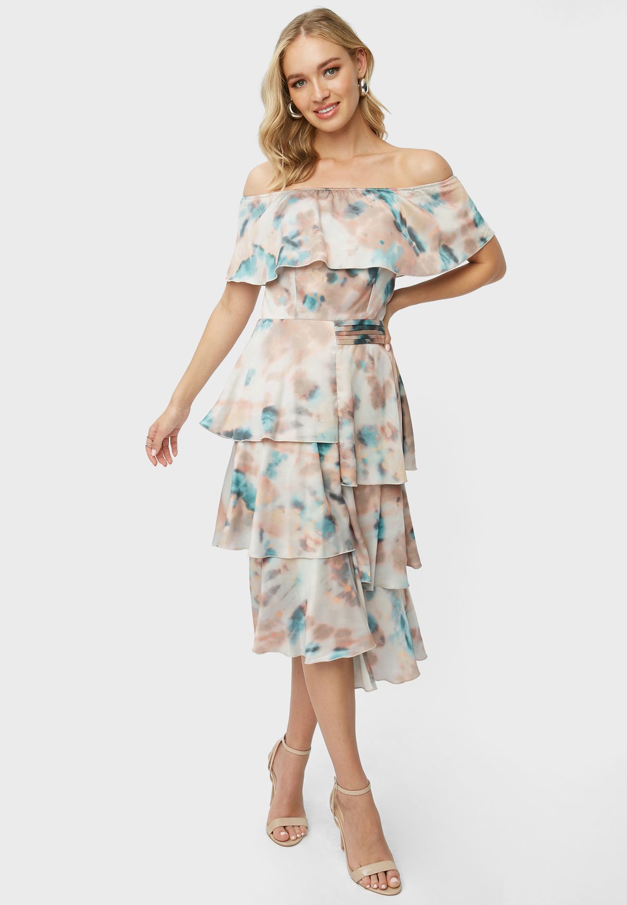 bardot tiered dress
