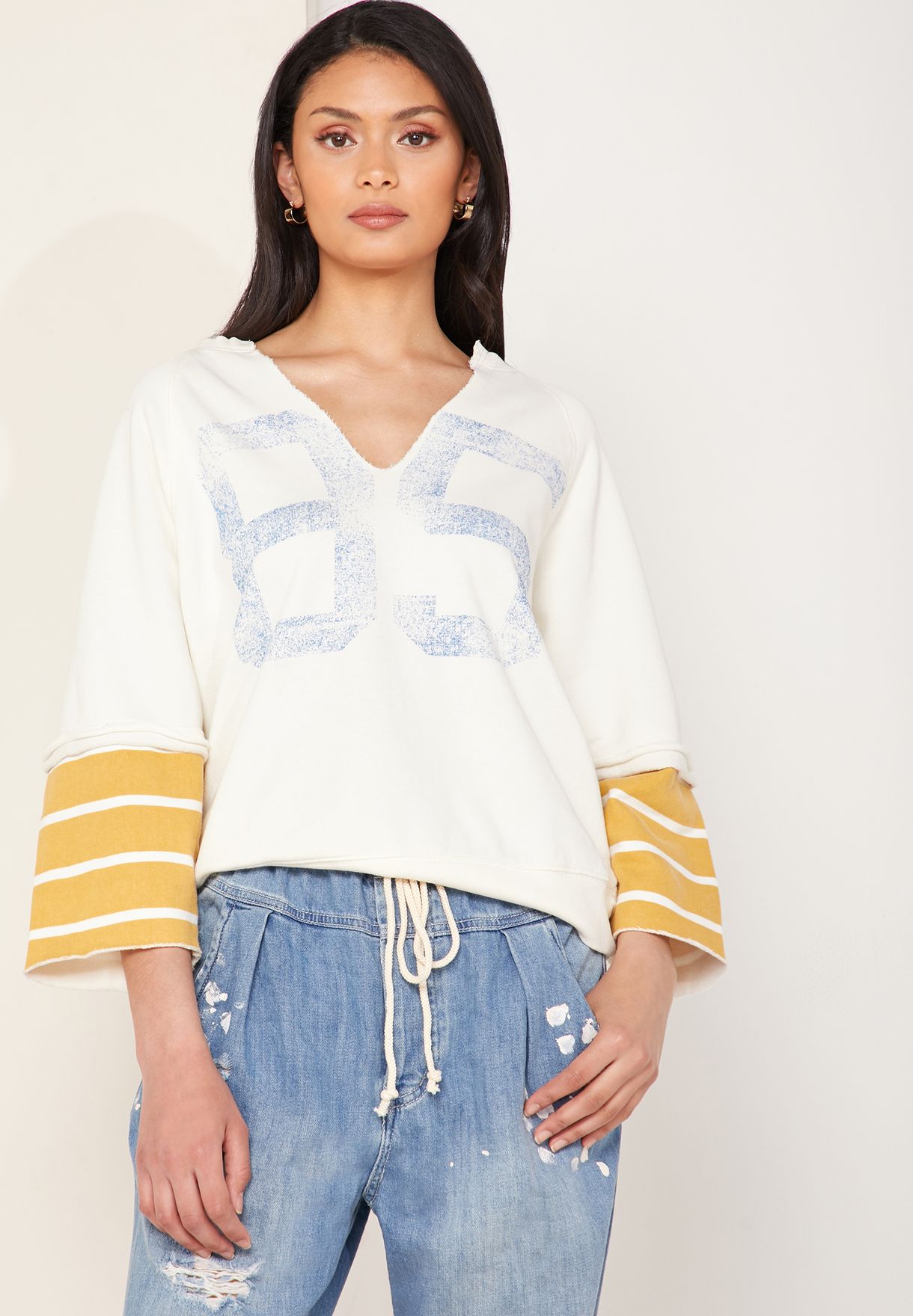 free people white sweatshirt